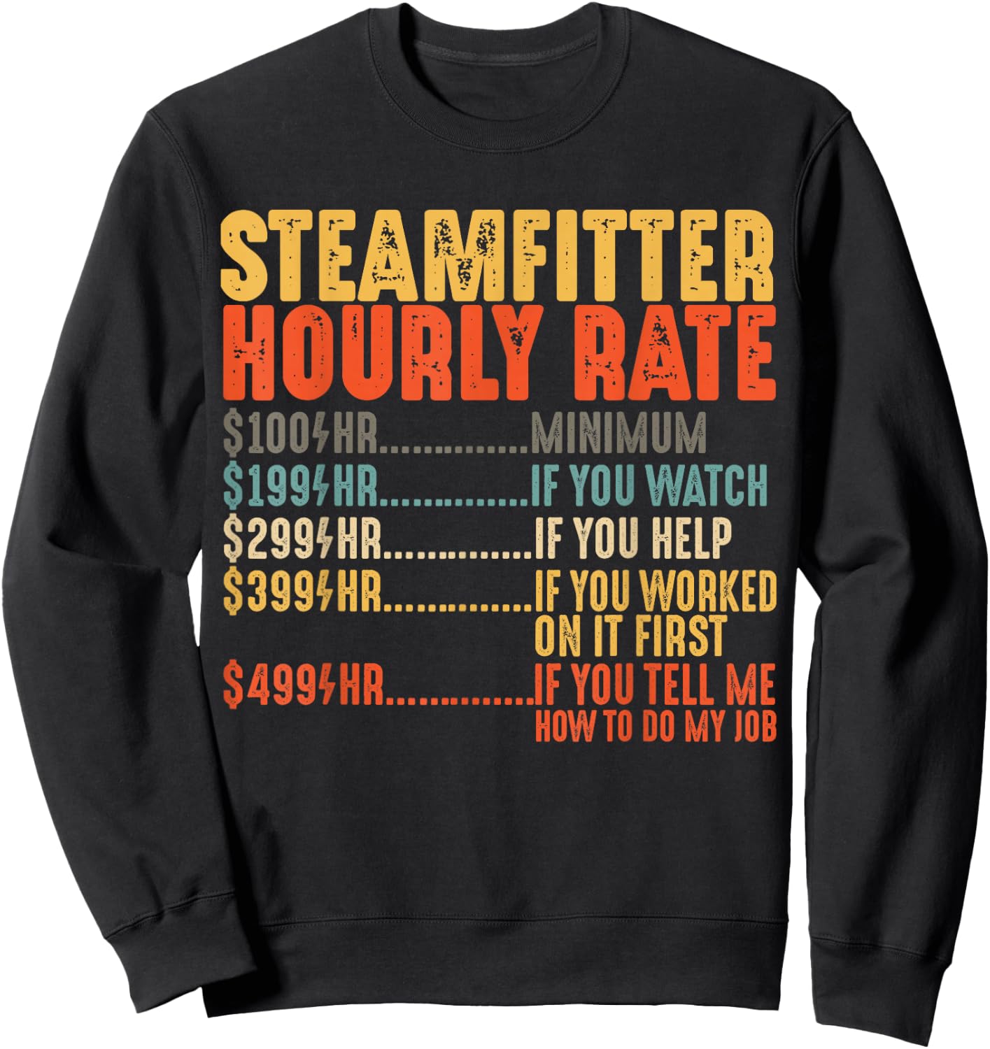 Steamfitter Hourly Rate Funny Gifts for Pipefitter Sweatshirt - Sweatshirt | Black