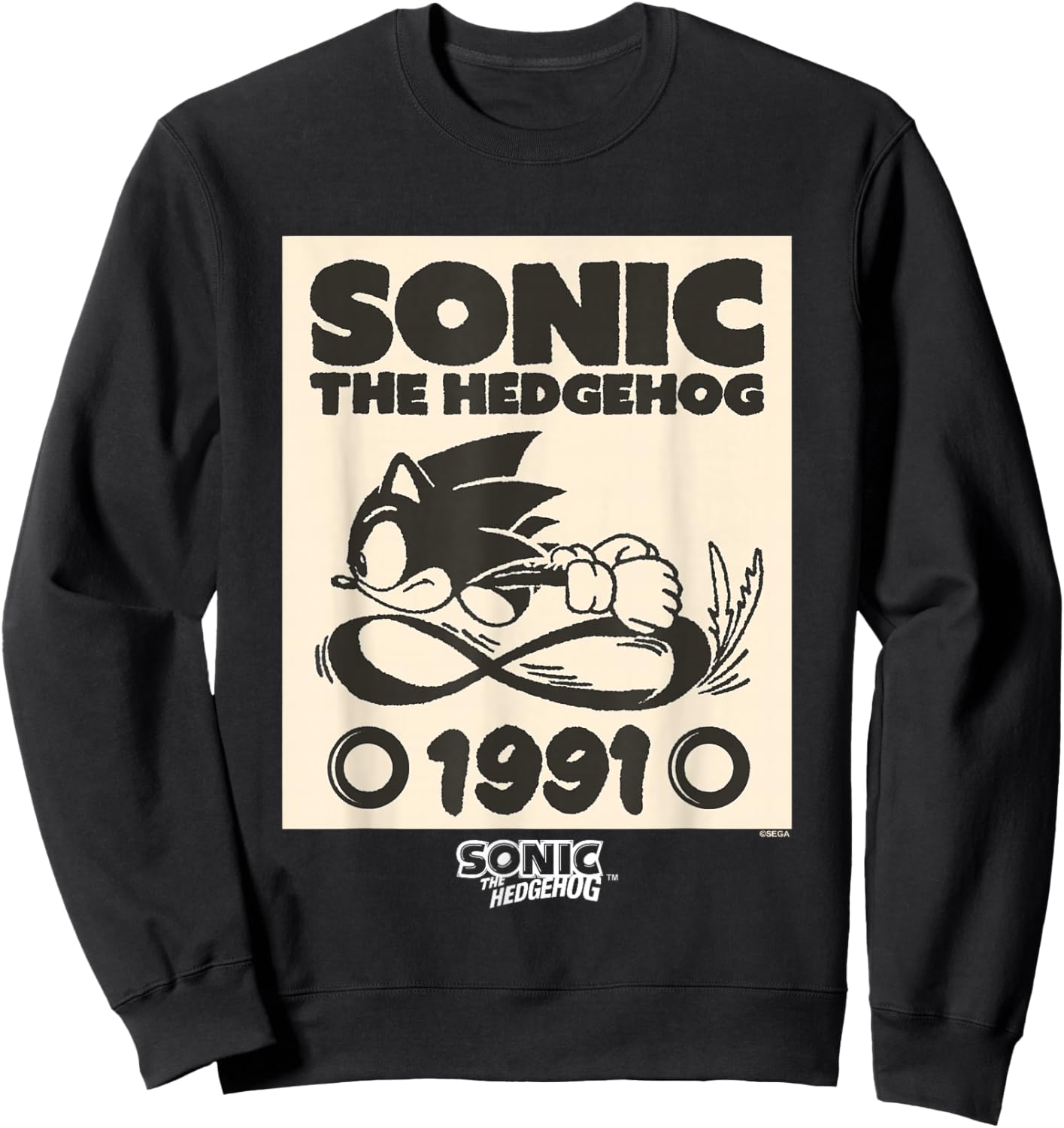 Sonic The Hedgehog 1991 Epic Run Vintage Sketch Sweatshirt - Sweatshirt | Black