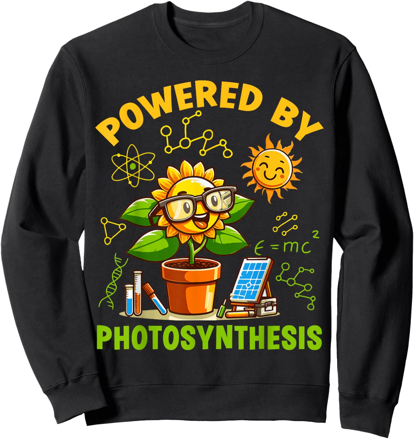 Powered by Photosynthesis Science Botany Sweatshirt - Sweatshirt | Black