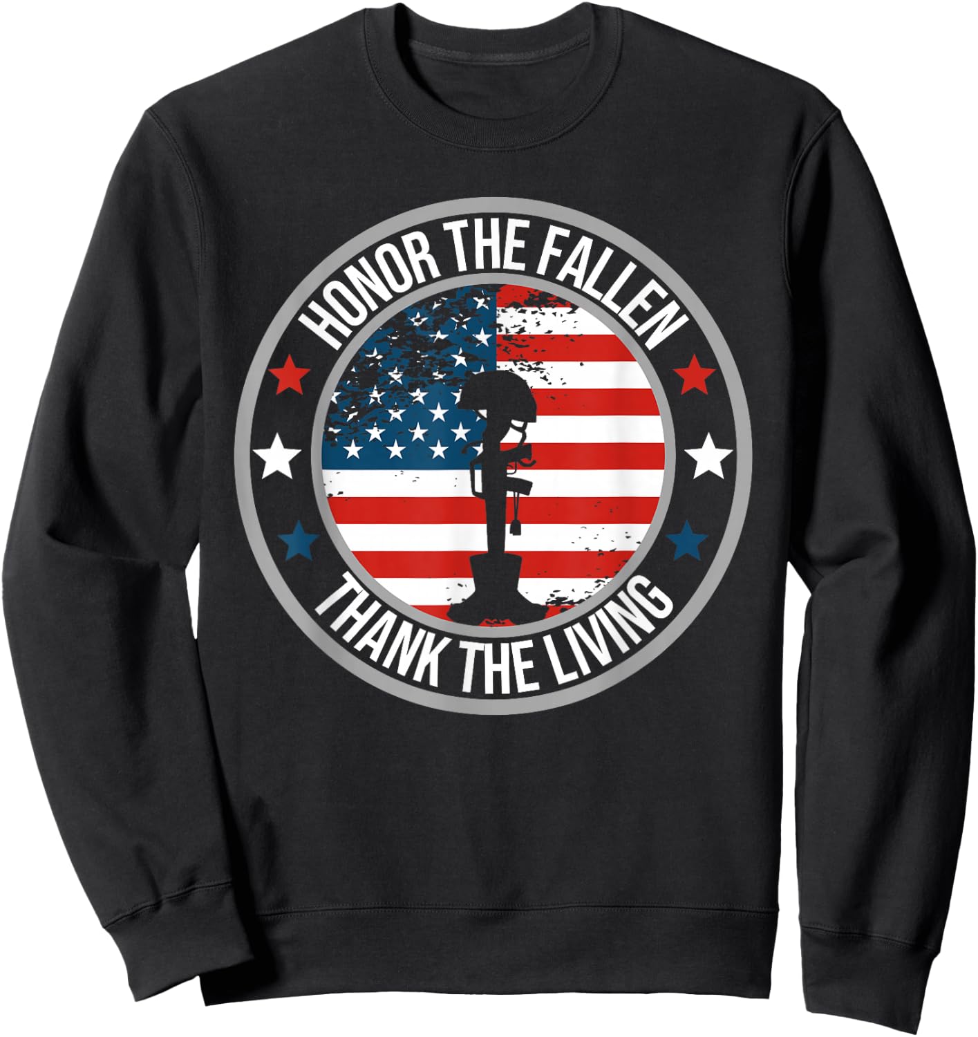 Honor The Fallen Thank The Living Memorial Day Veteran Flag Sweatshirt - Sweatshirt | Black