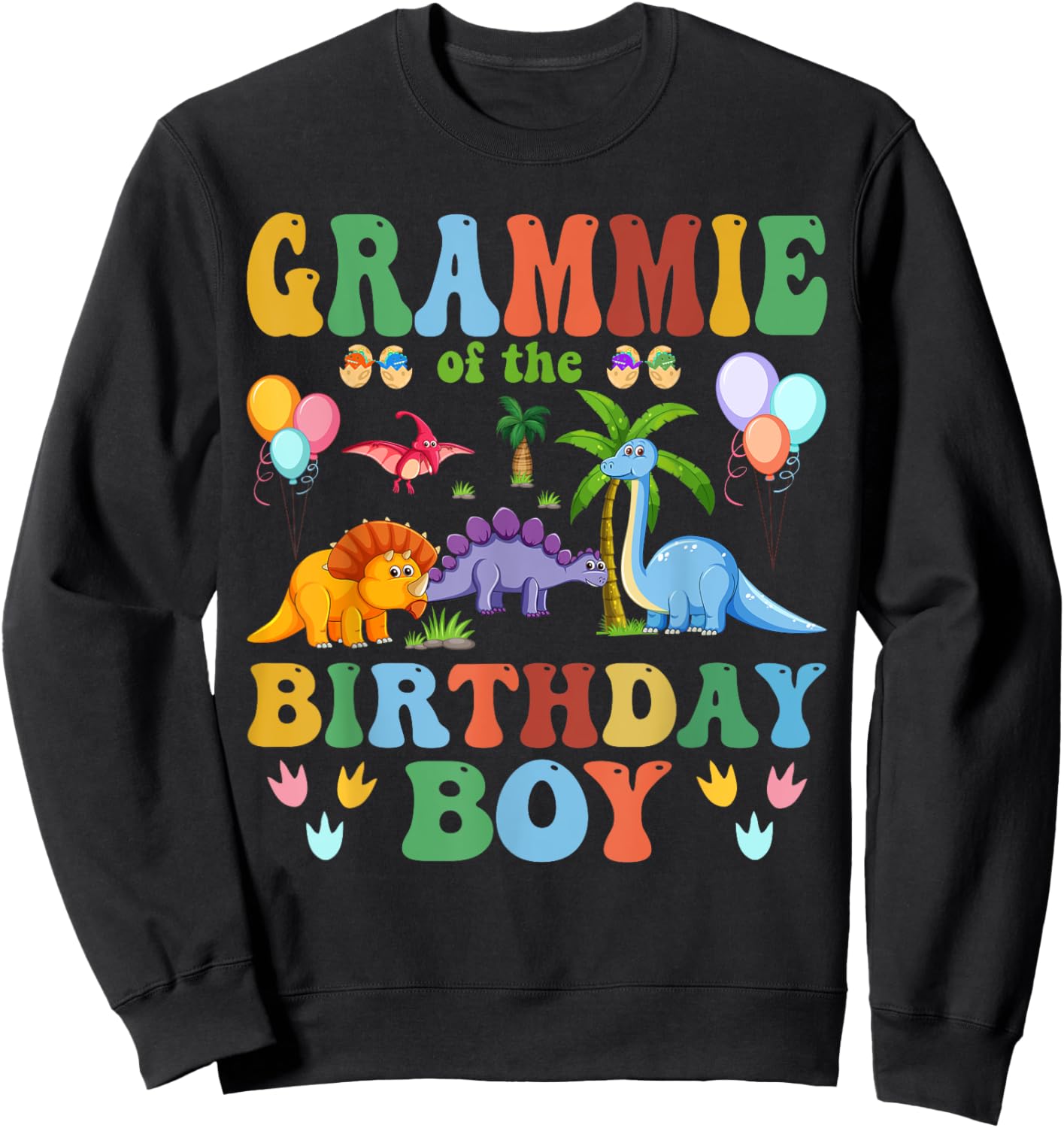 Grammie of the Birthday Boy T-Rex RAWR Dinosaur Birthday boy Sweatshirt - Sweatshirt | Black
