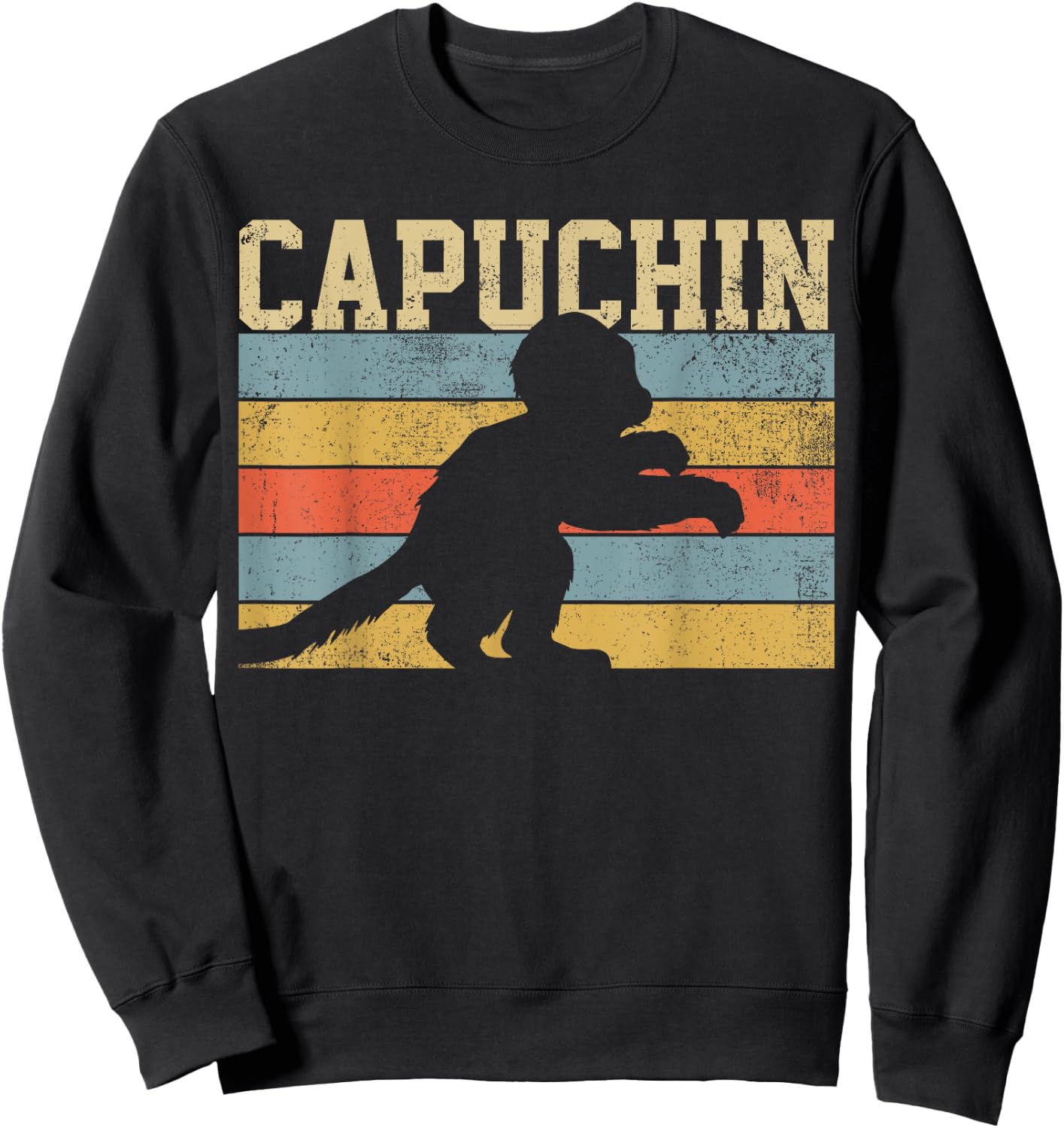 Capuchin Monkey Vintage Retro Sweatshirt - Sweatshirt | Black
