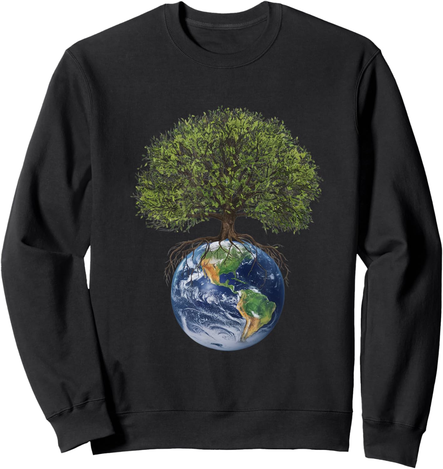 Earth and Tree Environmental Awareness Sustainability Design Sweatshirt - Sweatshirt | Black