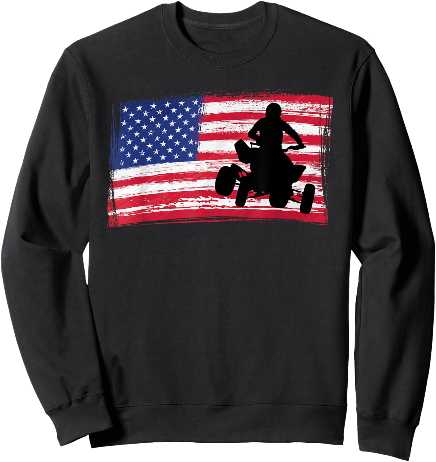 Quad Racing America Flag - Quad Biker ATV 4 Wheeler Gift Sweatshirt - Sweatshirt | Black