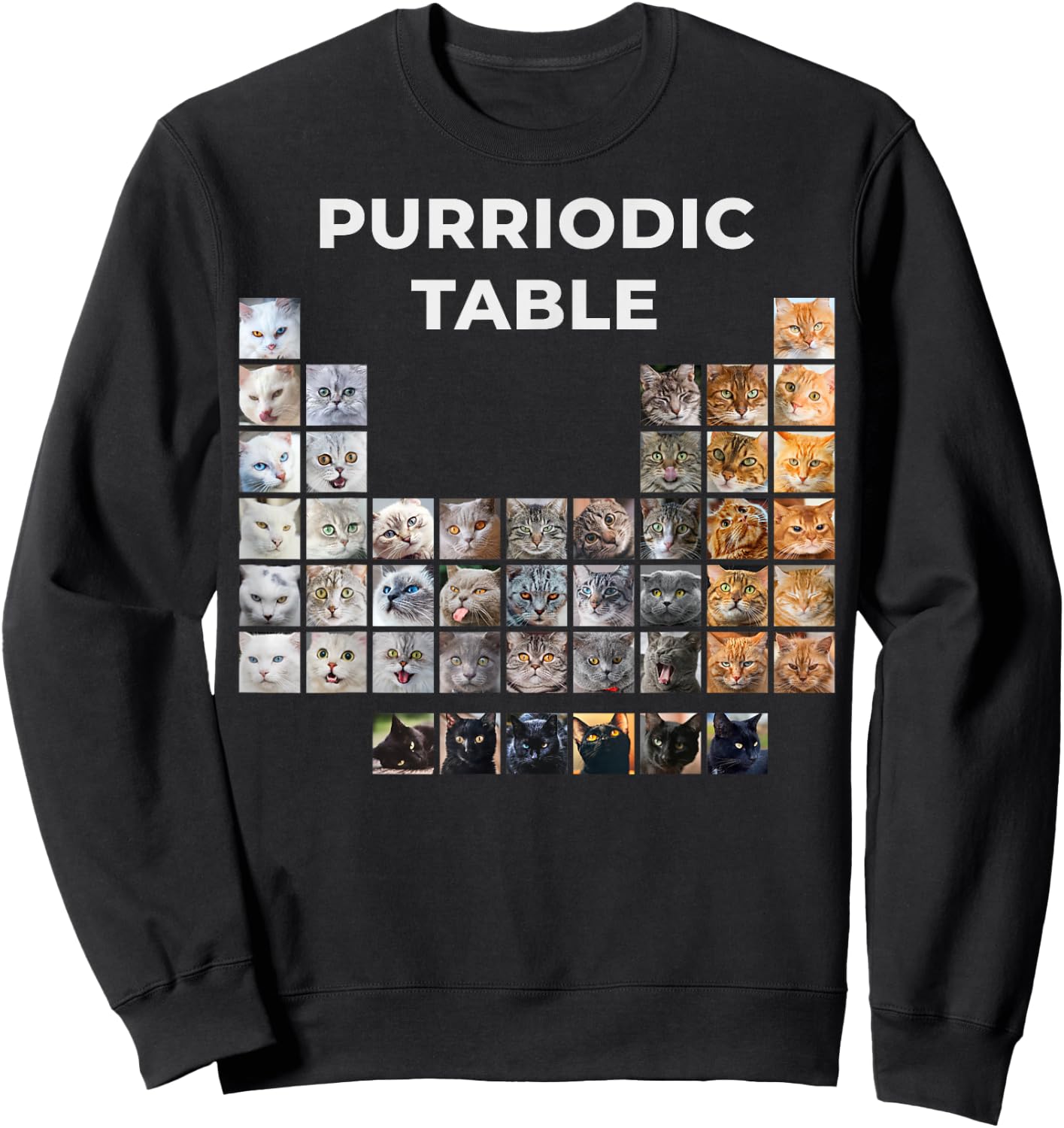 Funny Cat Chemistry Pun Periodic Table Sweatshirt - Sweatshirt | Black