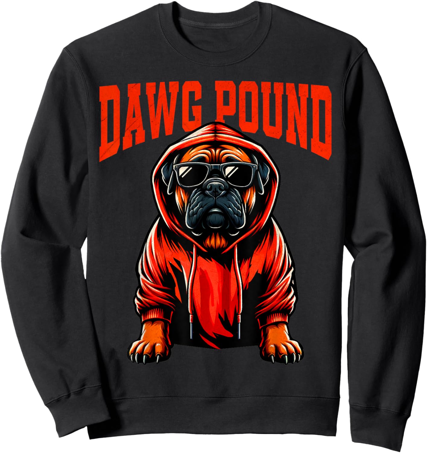Graphic Last Name Cleveland Gifts | Vintage DAWG Dog Pound , Small, Brown Sweatshirt - Sweatshirt | Black