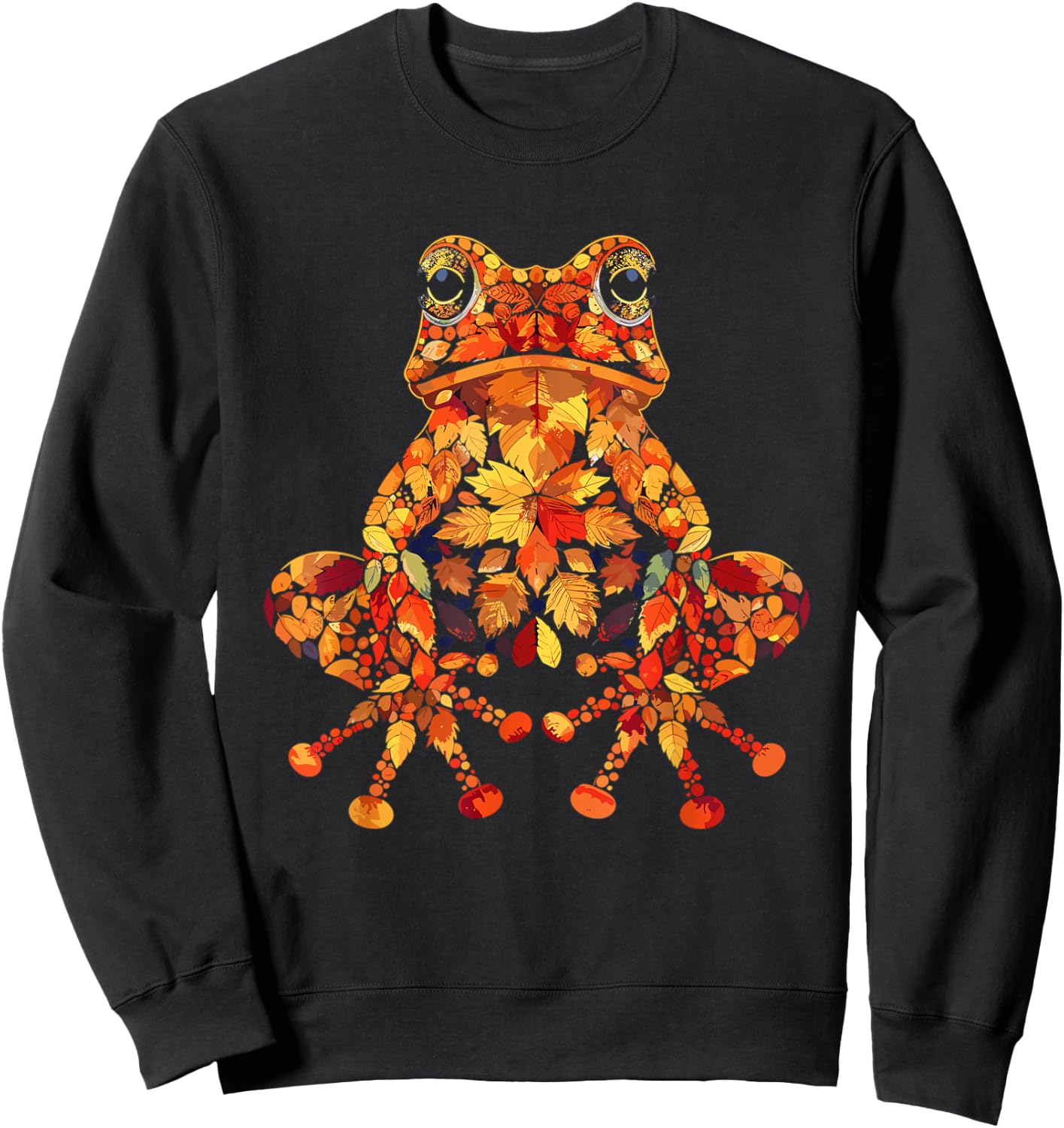 Frog Wildlife Nature Autumn Leaves Fall Sweatshirt - Sweatshirt | Black