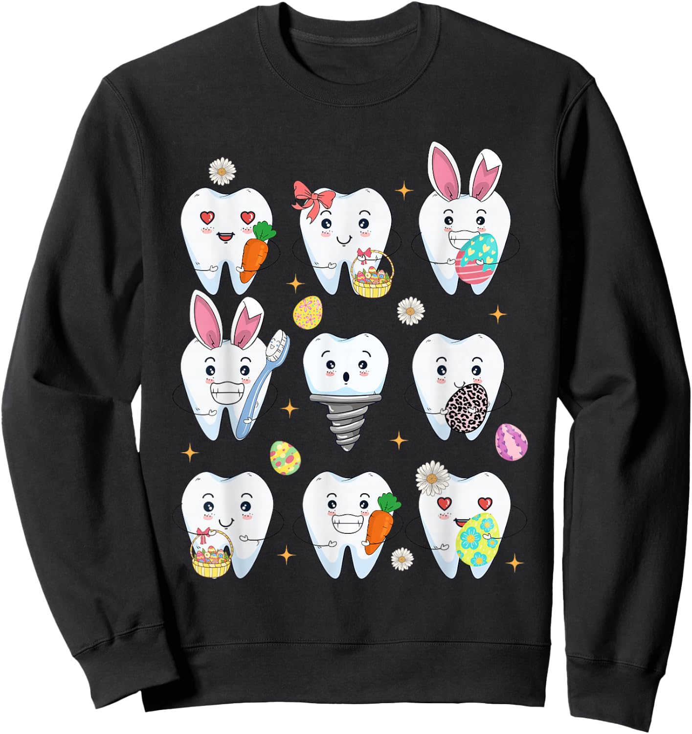 Teeth Easter Dentist Dental Assistant Easter Day Sweatshirt - Sweatshirt | Black