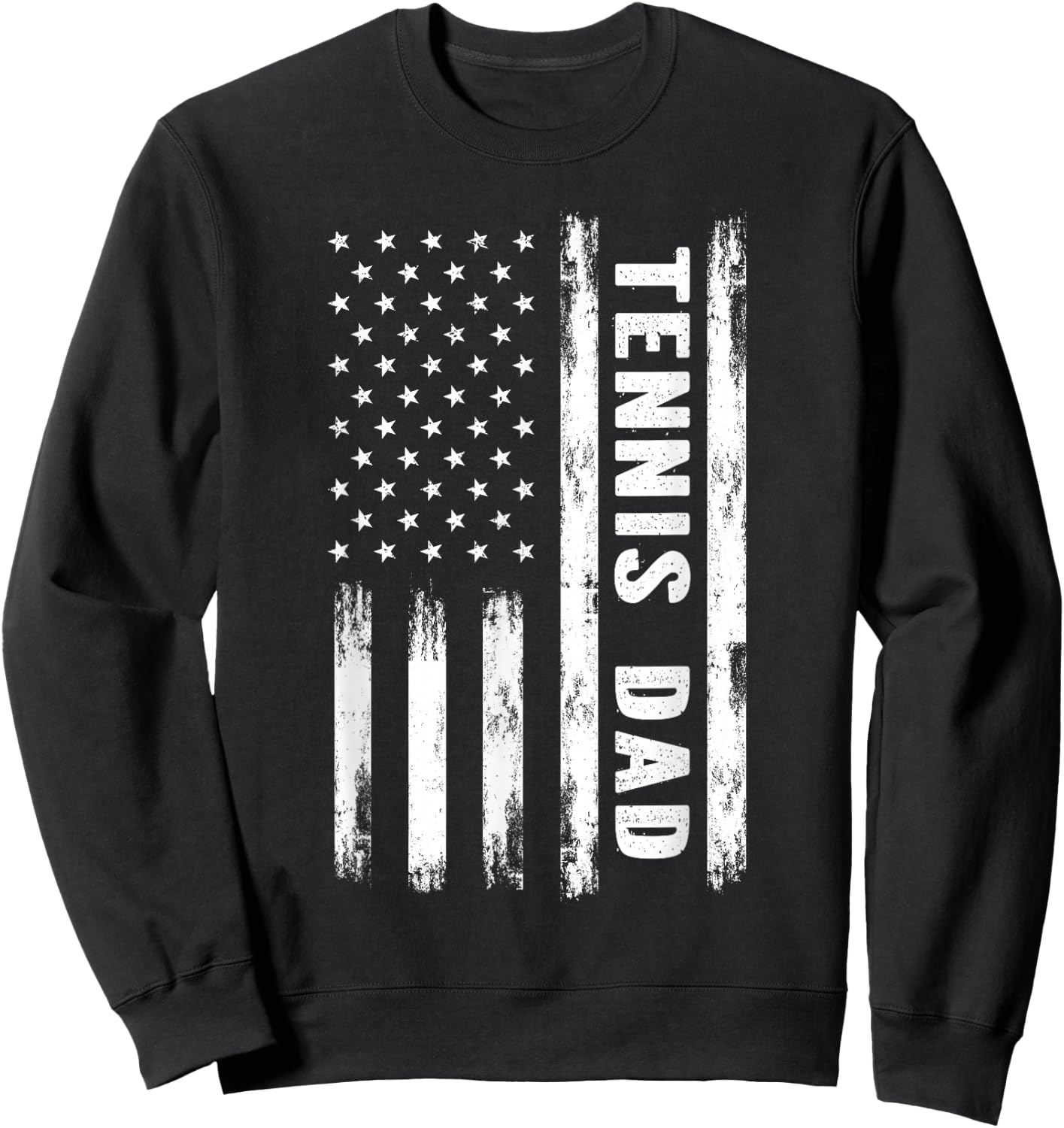 Tennis Dad American Flag Grunge Retro Vintage Sweatshirt - Sweatshirt | Black