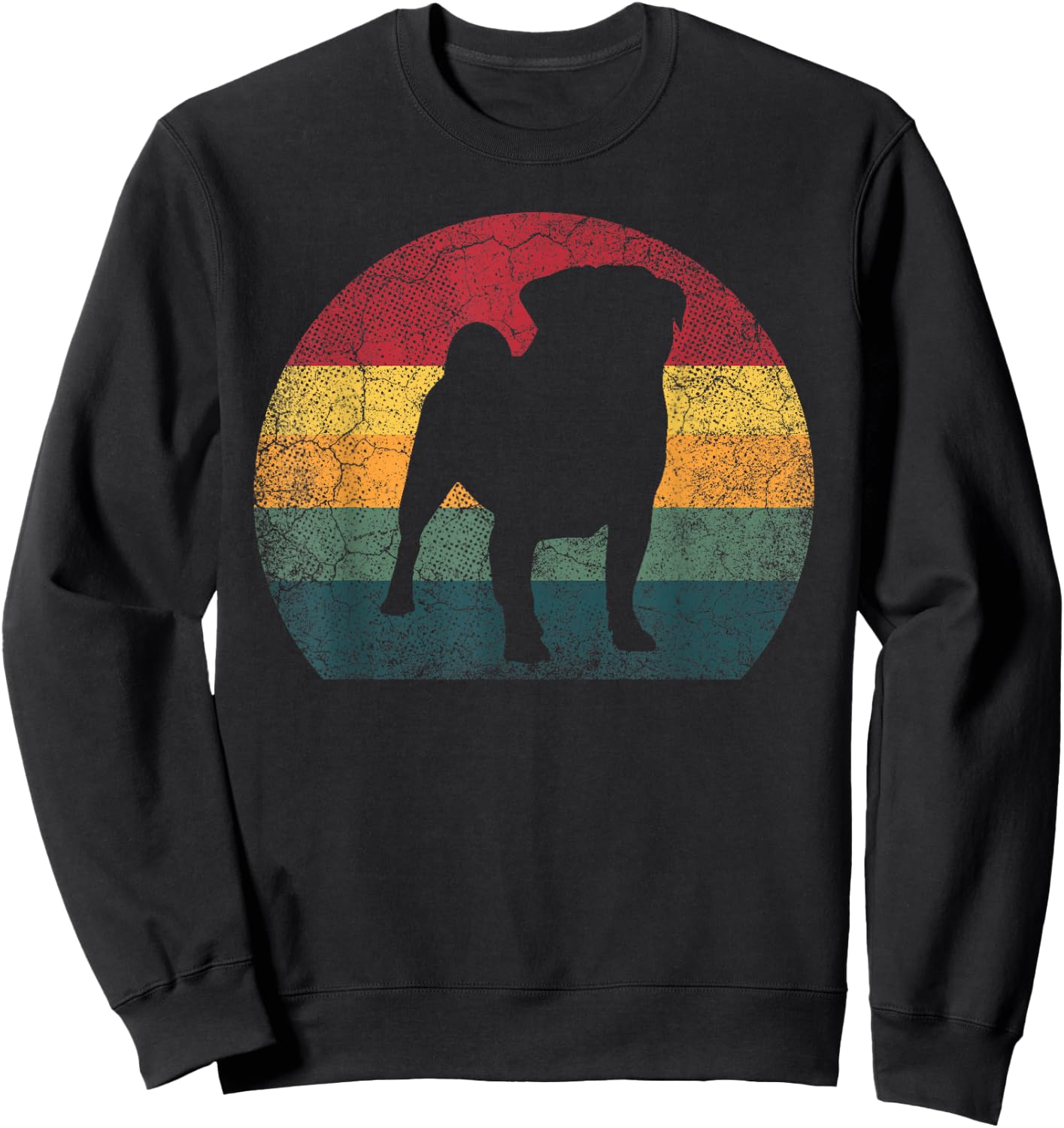 Pug Dog Vintage Distressed Retro Style Men Women Kids Gift Sweatshirt - Sweatshirt | Black