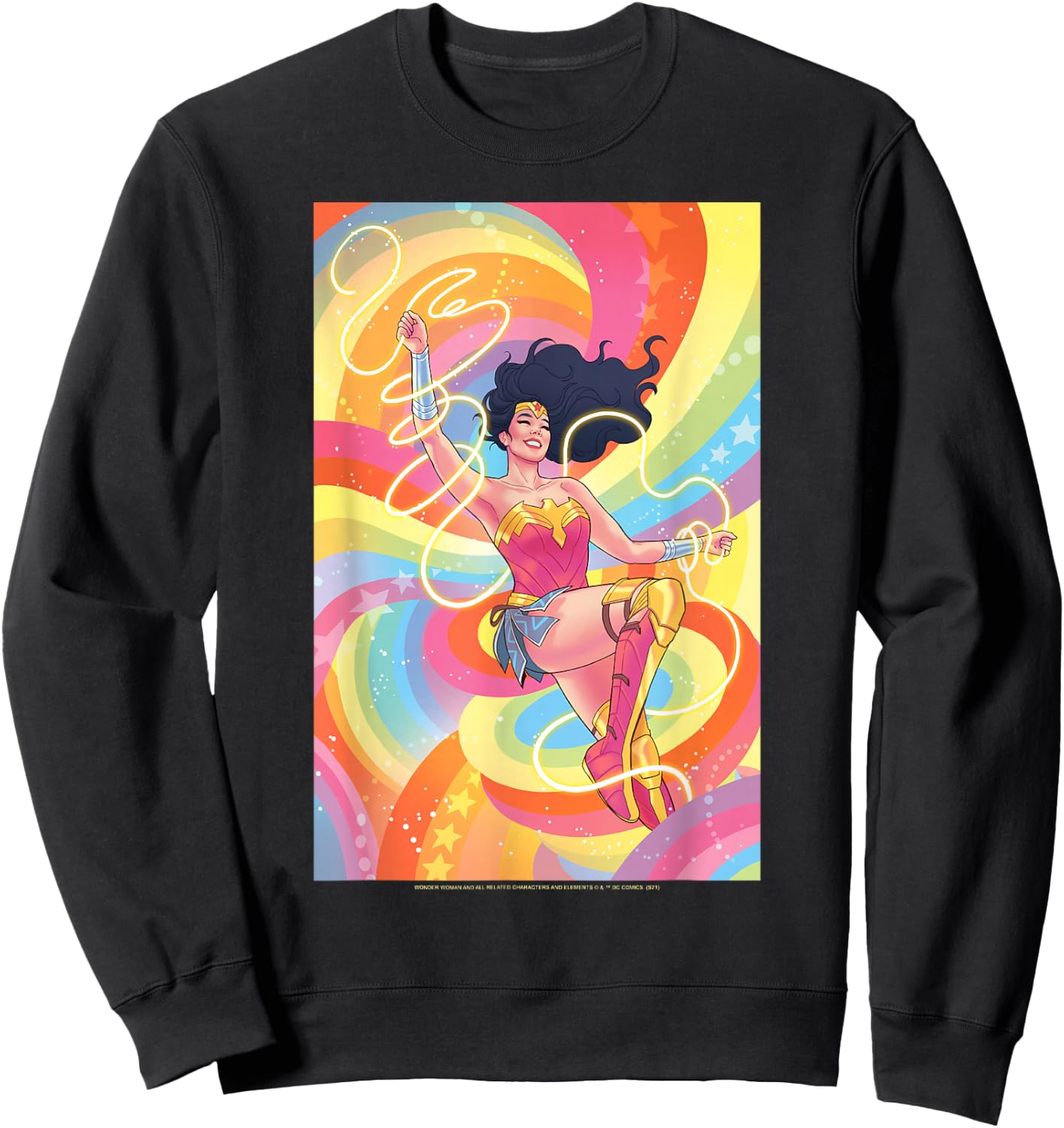 DC Comics Pride Wonder Woman Rainbow Retro Sweatshirt - Sweatshirt | Black