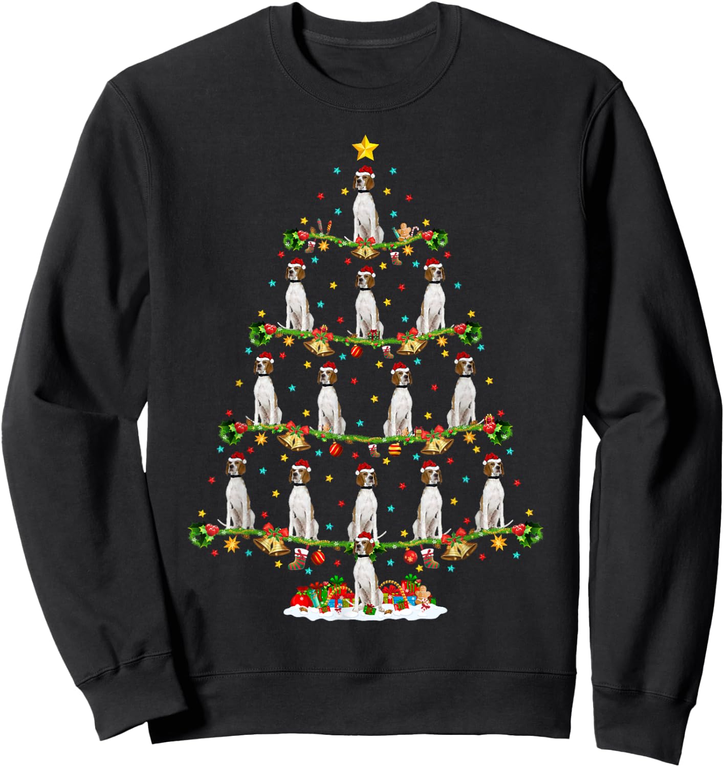 Xmas Tree Lighting Santa English Pointer Dog Christmas Sweatshirt - Sweatshirt | Black