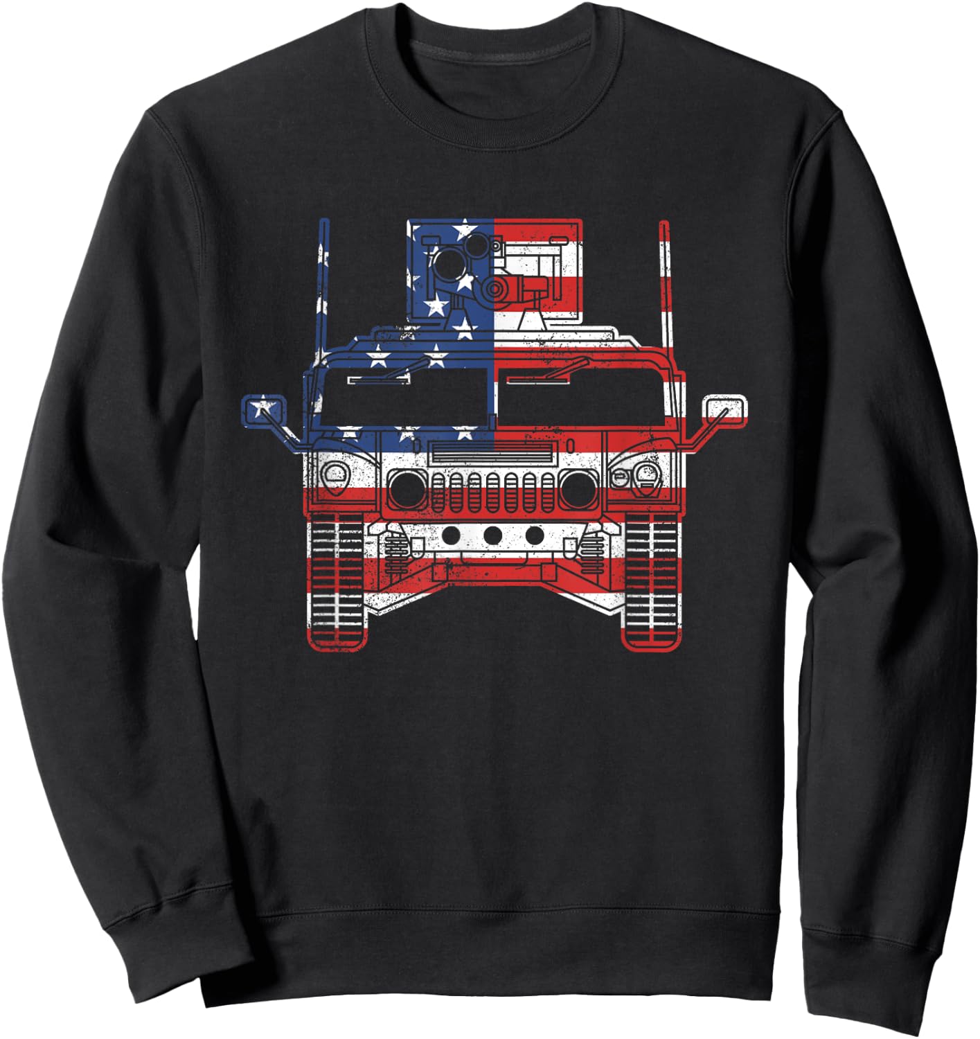 Humvee American Flag Military Vehicle HMMWV Front Humvee Men Sweatshirt - Sweatshirt | Black