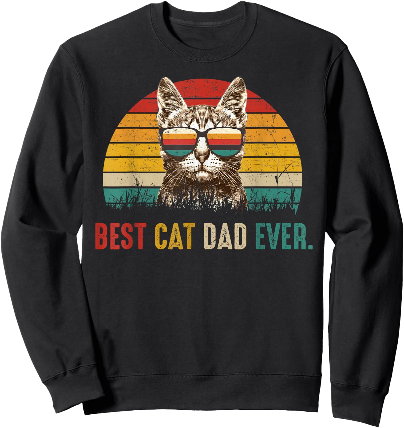 Best Cat Dad Ever Funny Fathers Day Vintage Cat Daddy Sweatshirt - Sweatshirt | Black