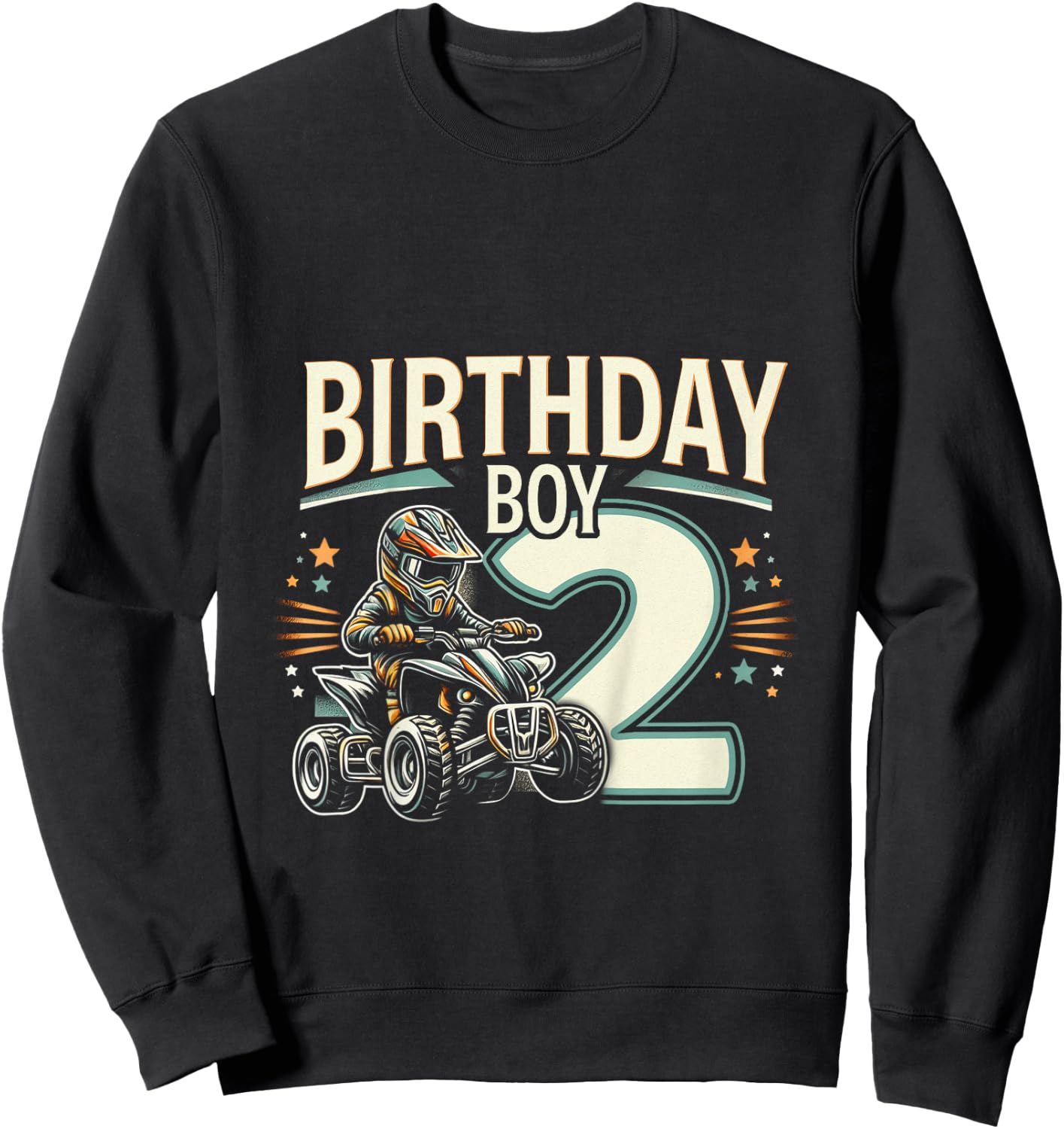 Kids 2 Year Old quad ATV Four Wheeler 2nd Birthday Boy Sweatshirt - Sweatshirt | Black