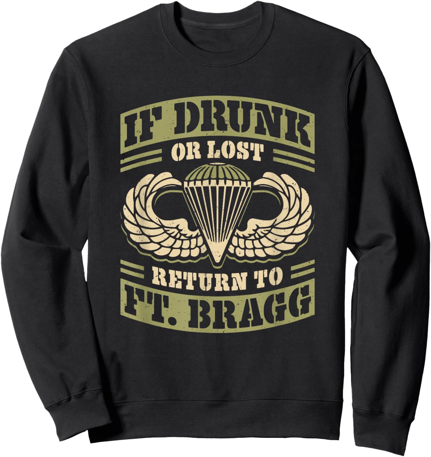 Return to Ft Bragg Airborne Division Paratrooper Sweatshirt - Sweatshirt | Black