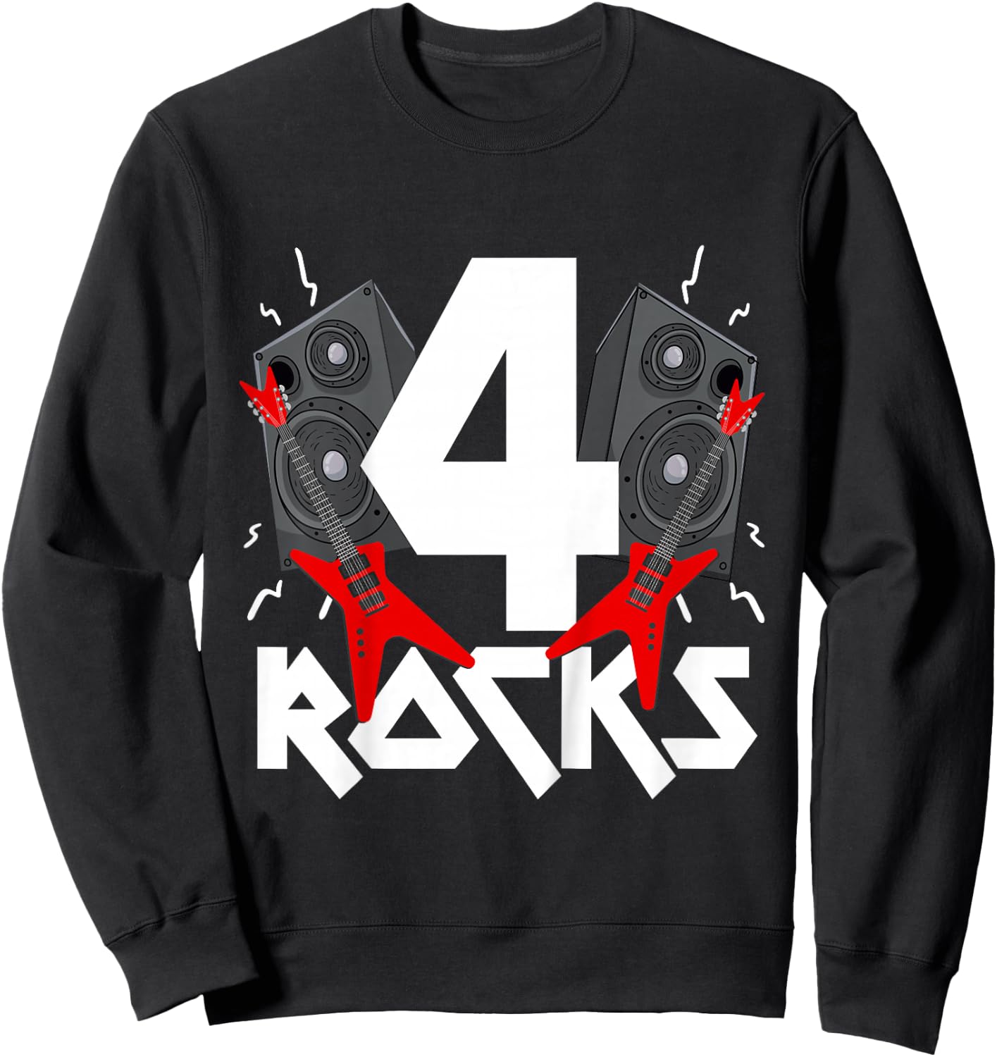 4 Rocks Birthday Party 4 Year Old Rock N Roll Star 4th Gift Sweatshirt - Sweatshirt | Black