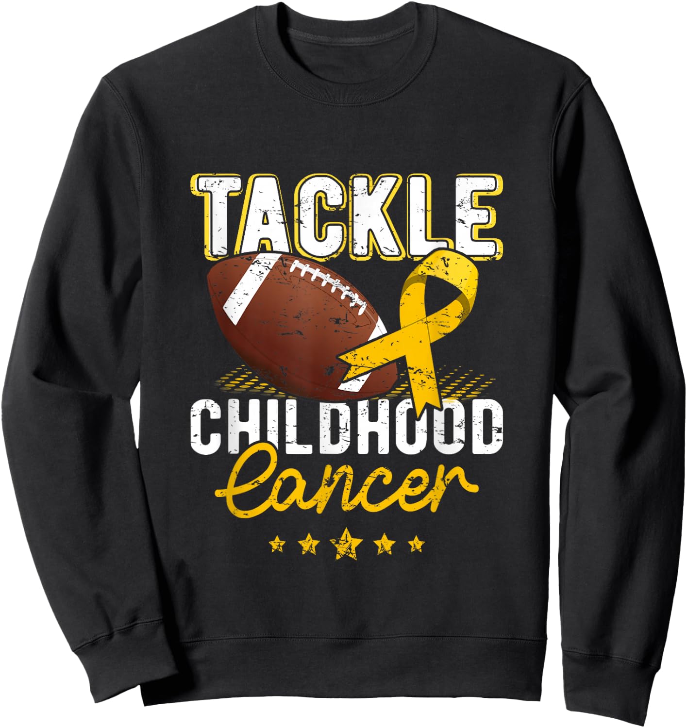 Childhood Tackle Childhood Cancer Awareness Football Gold Sweatshirt - Sweatshirt | Black