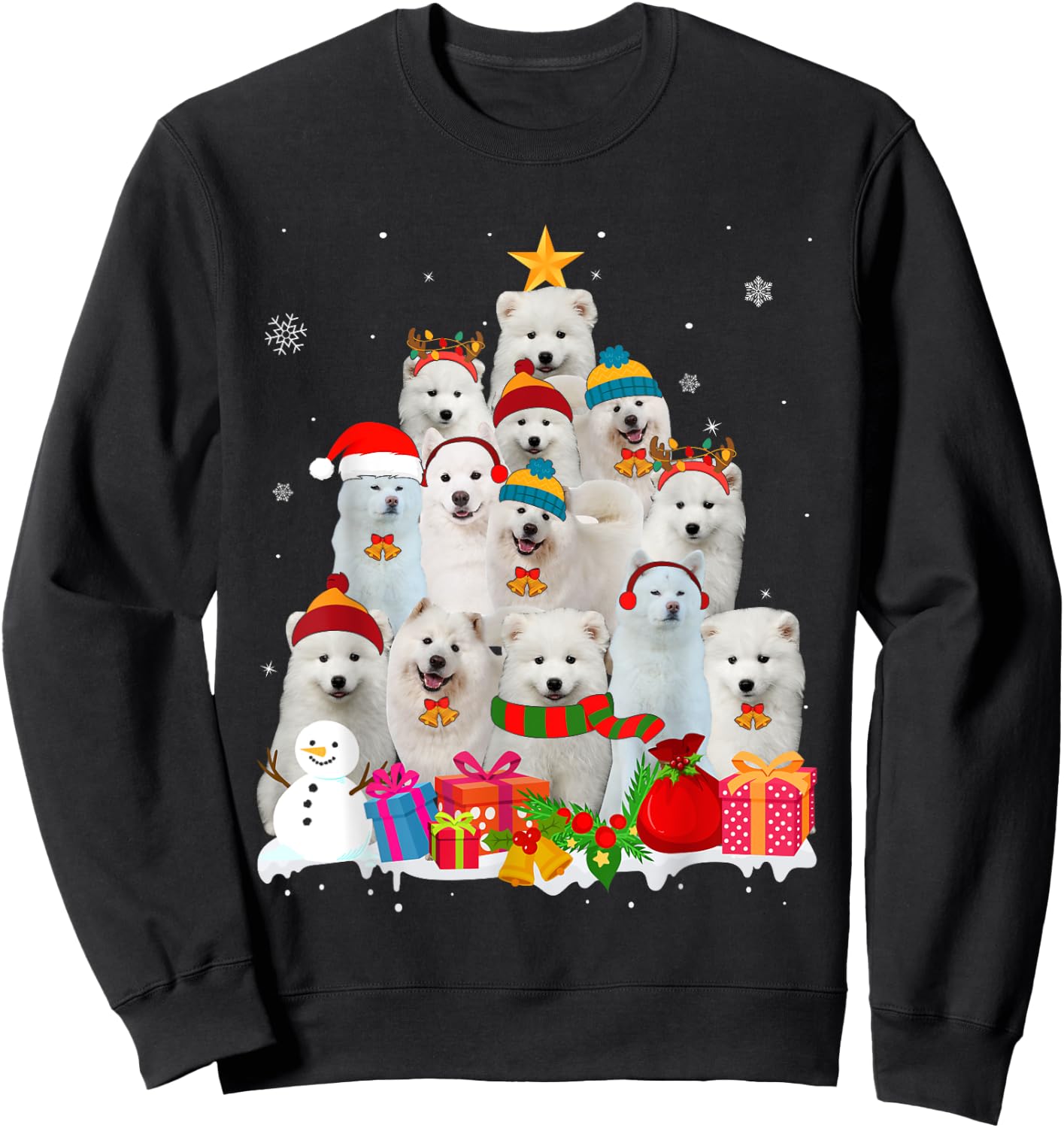 Funny Samoyed Christmas Tree Pet Dog Lover Gift Sweatshirt - Sweatshirt | Black