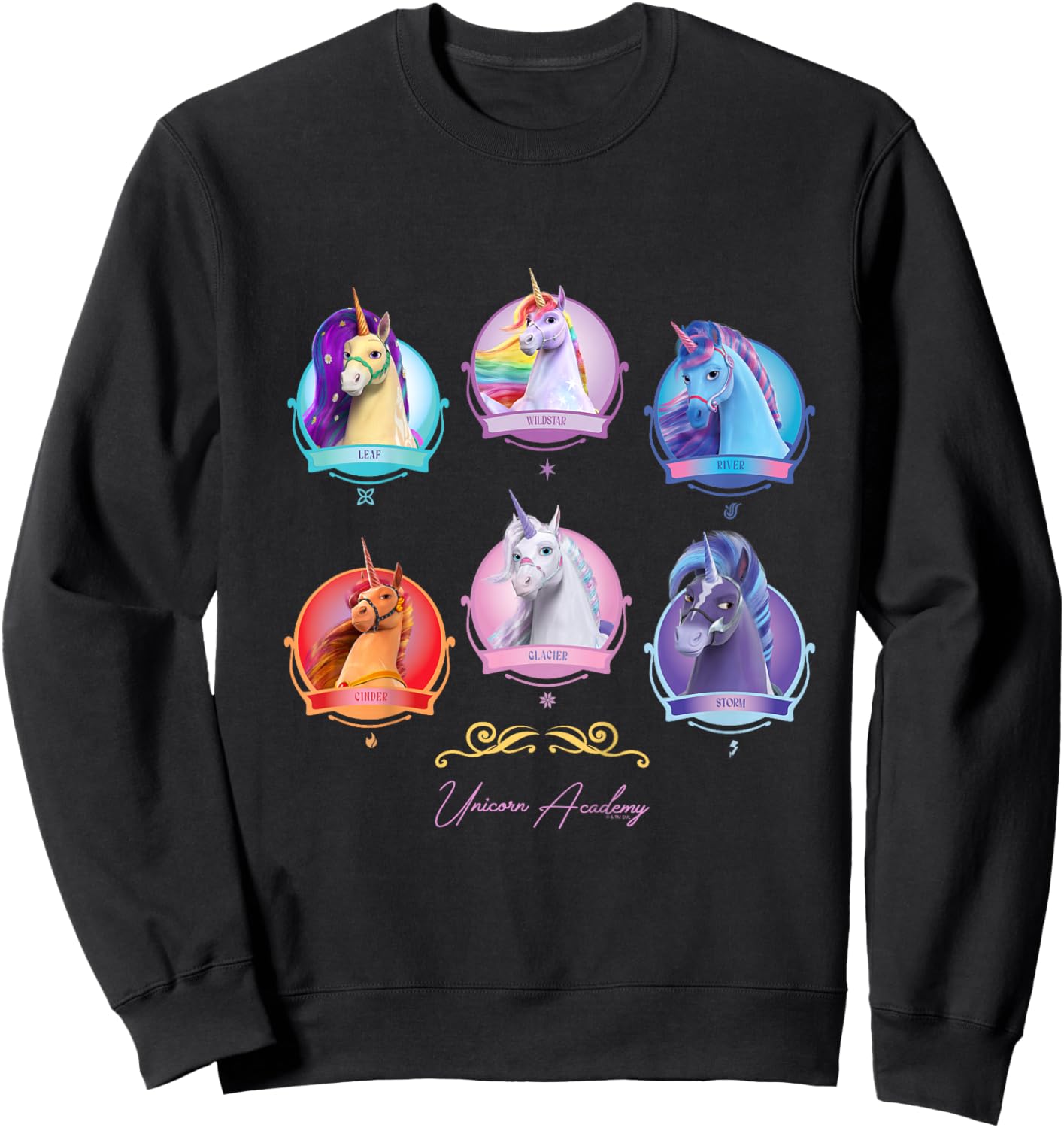 Kids Unicorn Group Sweatshirt - Sweatshirt | Black