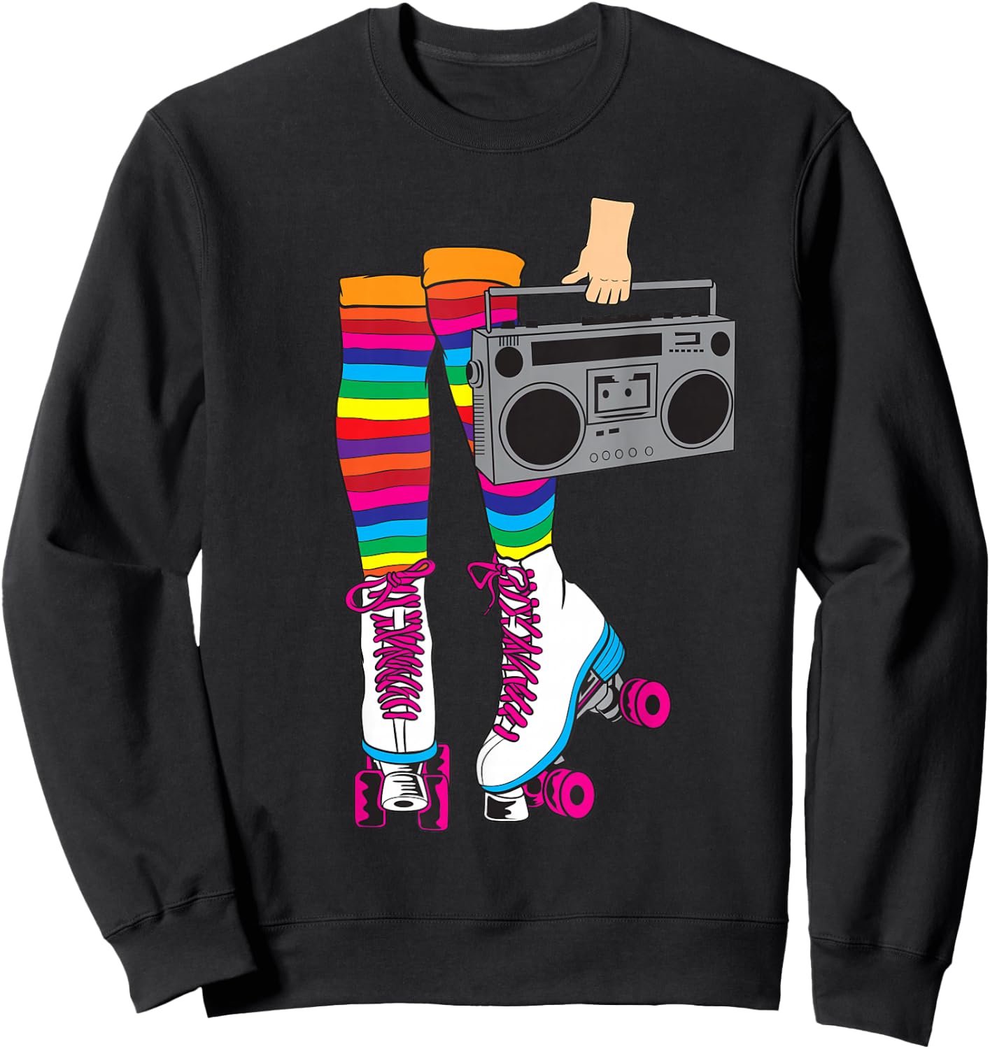 Retro Rollerskates Funny 80's Roller Disco Skating Girl Gift Sweatshirt - Sweatshirt | Black
