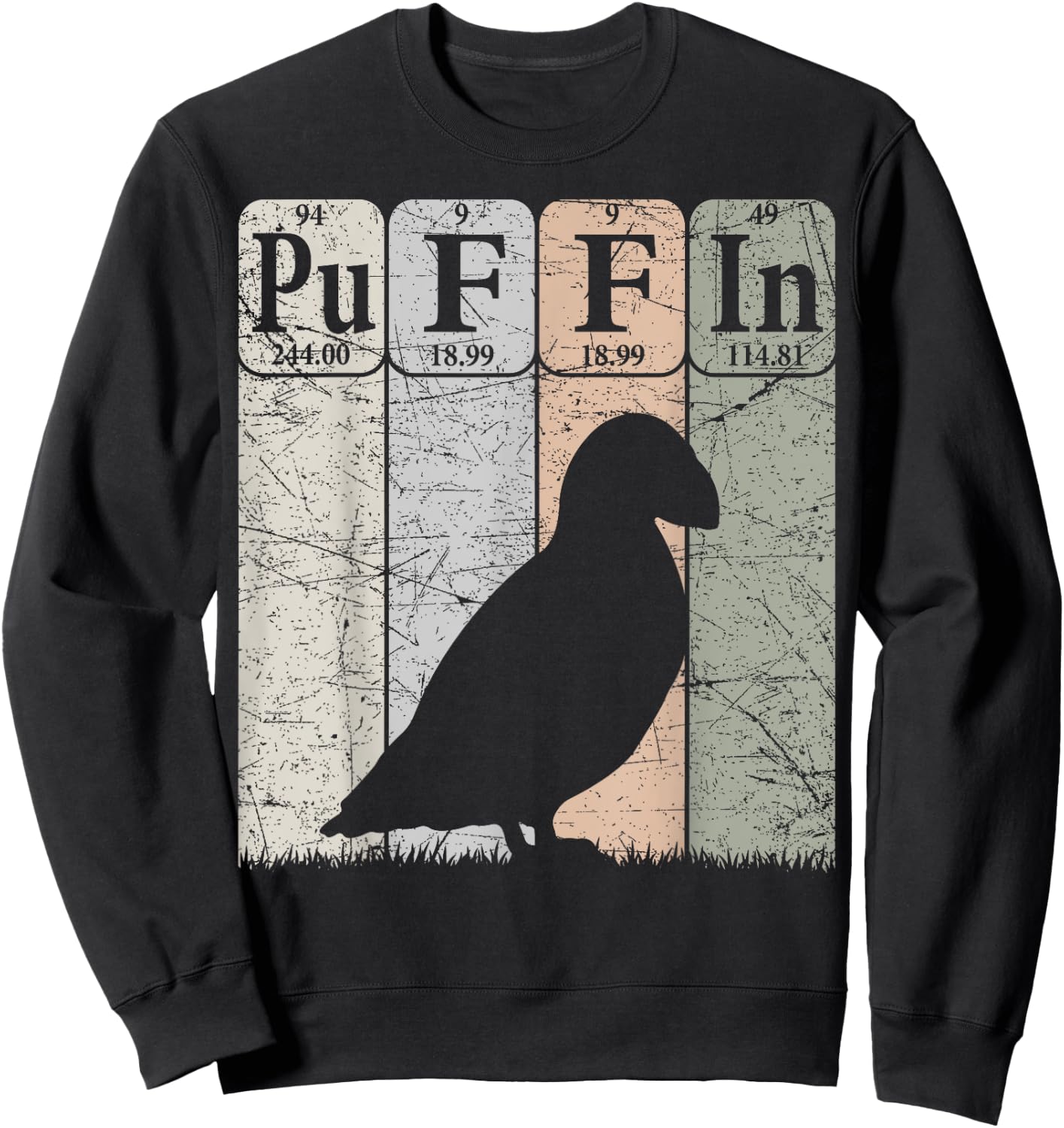 Puffin Periodic Table Elements Birdwatching Ornithology Sweatshirt - Sweatshirt | Black