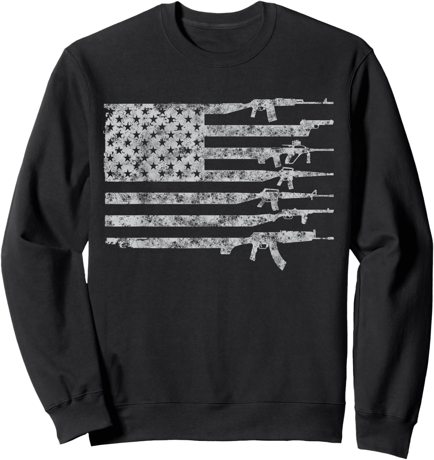 Vintage US American Flag USA Pro Gun Retro for Gun-Owners Women Men Sweatshirt - Sweatshirt | Black