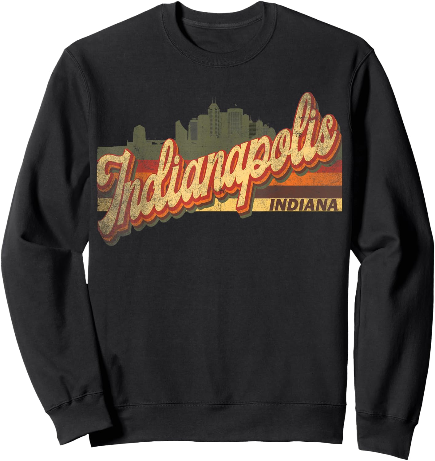 Indianapolis, Indiana Retro Vintage 70s 80s Distressed Sweatshirt - Sweatshirt | Black