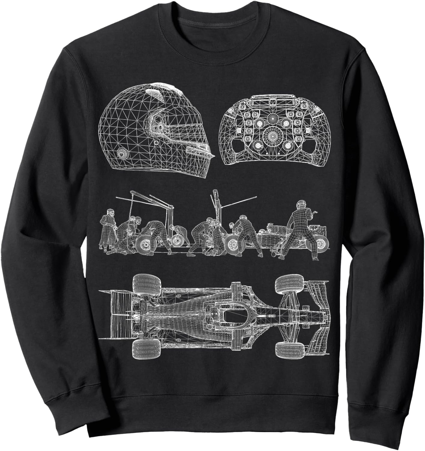 Blueprint Racing car Formula top driver wheel team helmet w Sweatshirt - Sweatshirt | Black