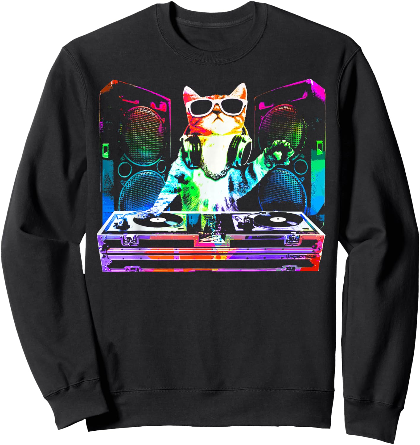 House CAT (New DJ Cat Kitty) Sweatshirt - Sweatshirt | Black