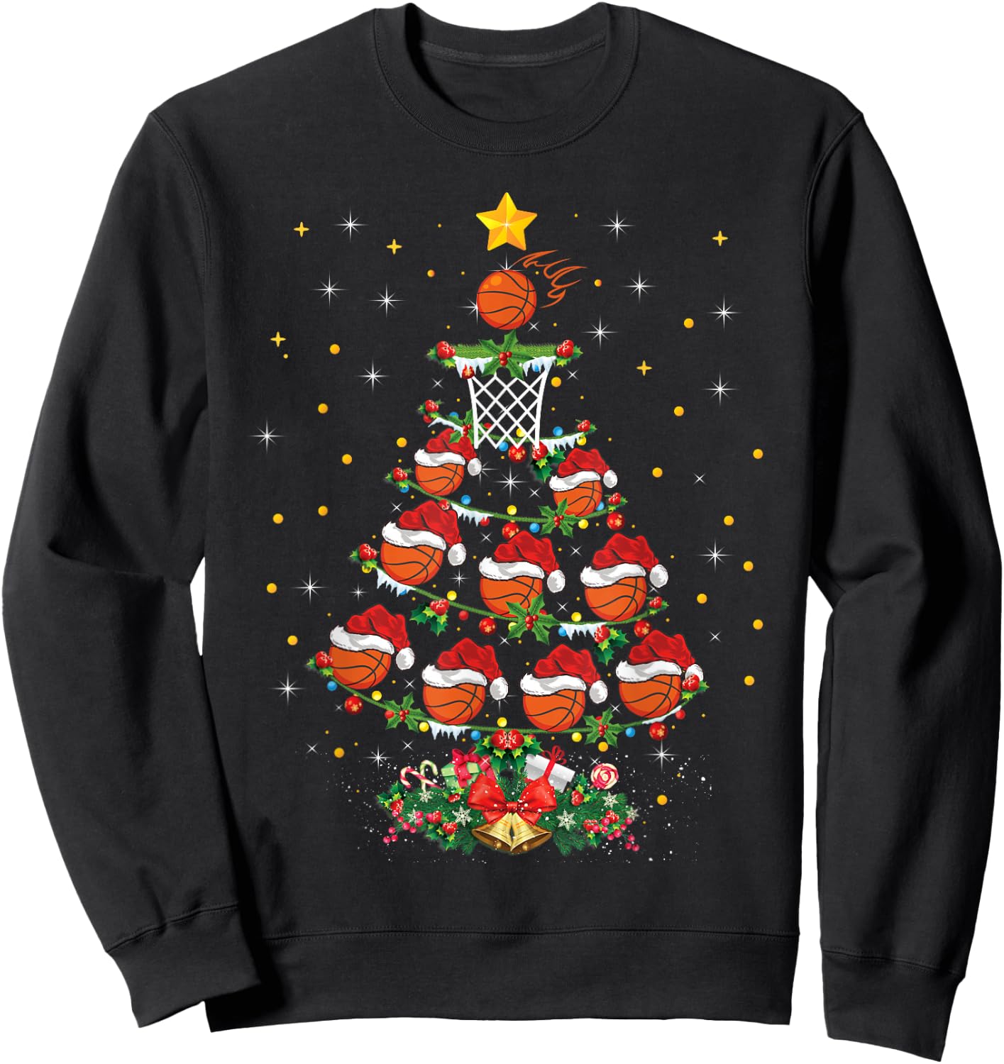 Basketball Sports Lover Xmas Gift Basketball Christmas Tree Sweatshirt - Sweatshirt | Black