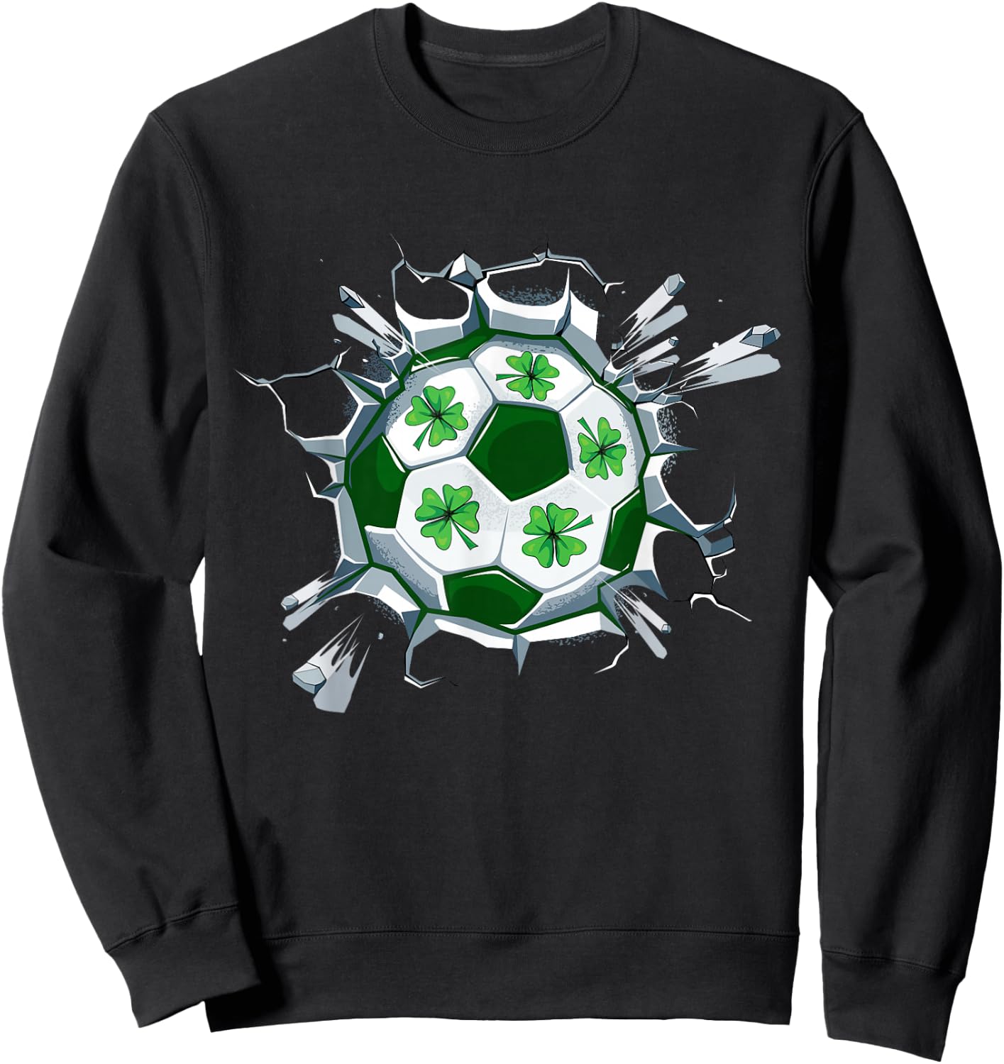 Soccer St Patricks Day Leprechaun Shamrock Boys Kids Sweatshirt - Sweatshirt | Black