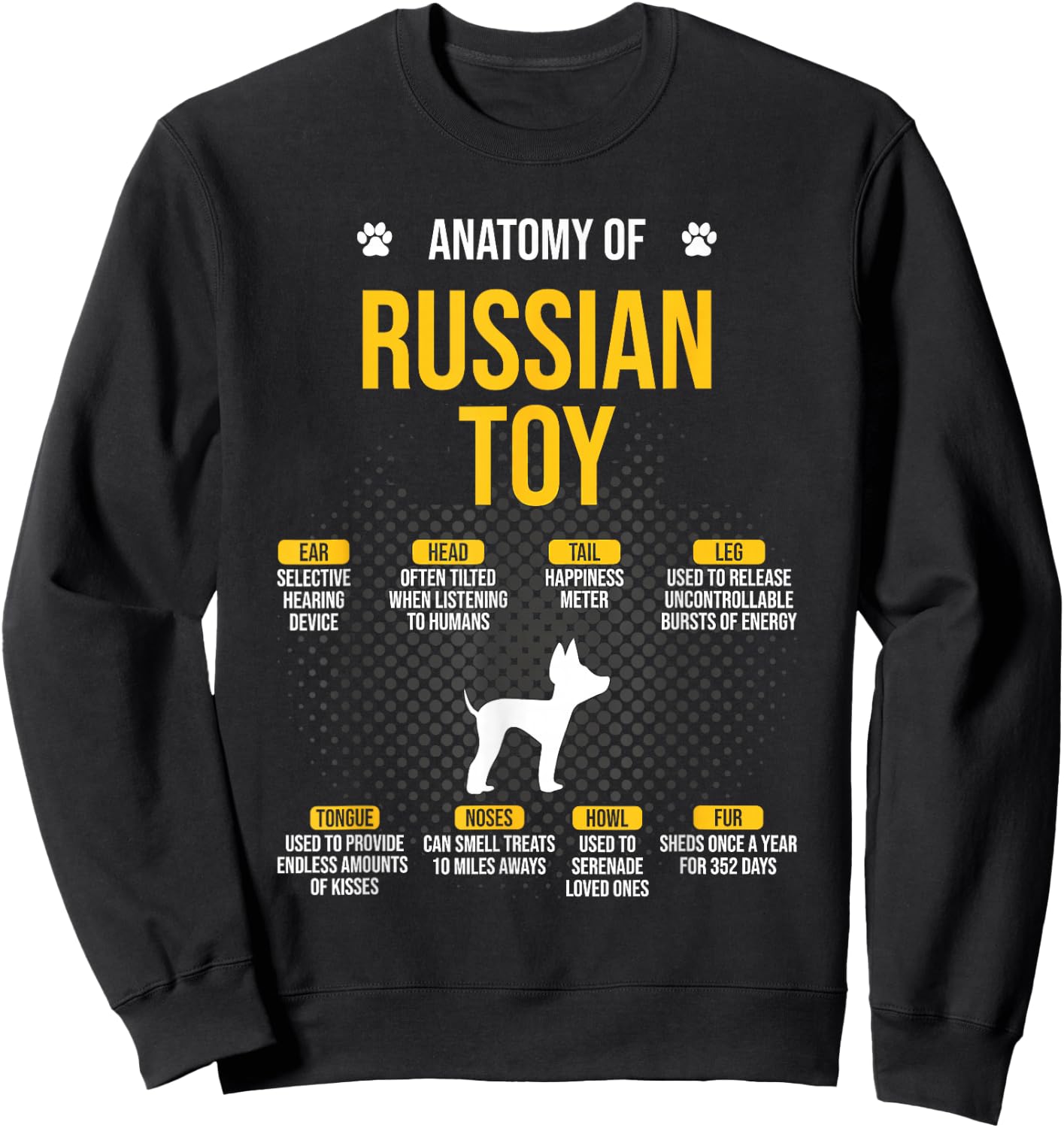 Anatomy Of Russian Toy Dog Lover Sweatshirt - Sweatshirt | Black