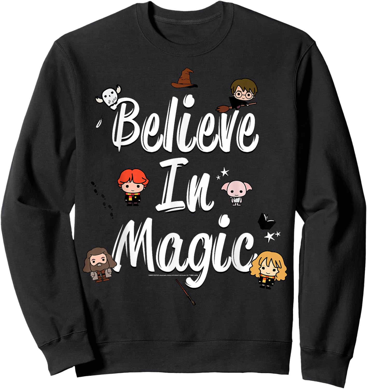 Harry Potter Believe In Magic Cute Cartoon Text Sweatshirt - Sweatshirt | Black