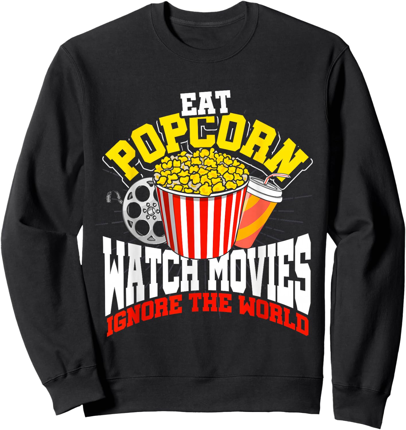 Retro Movie Night Gift Film Food Lover Popcorn Sweatshirt - Sweatshirt | Black