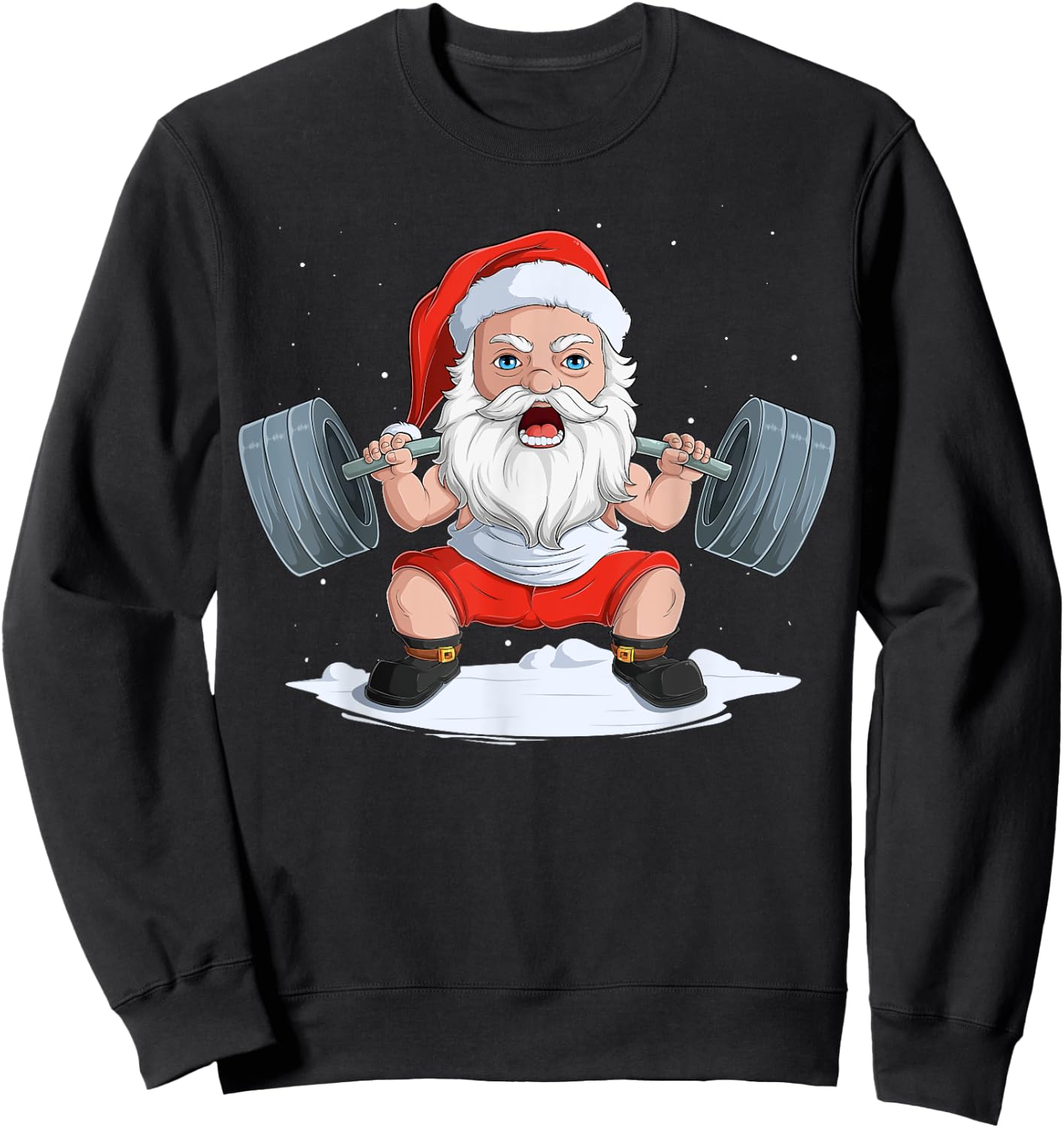 XMAS Christmas Santa Claus Weight Lifter Powerlifting Sweatshirt - Sweatshirt | Black