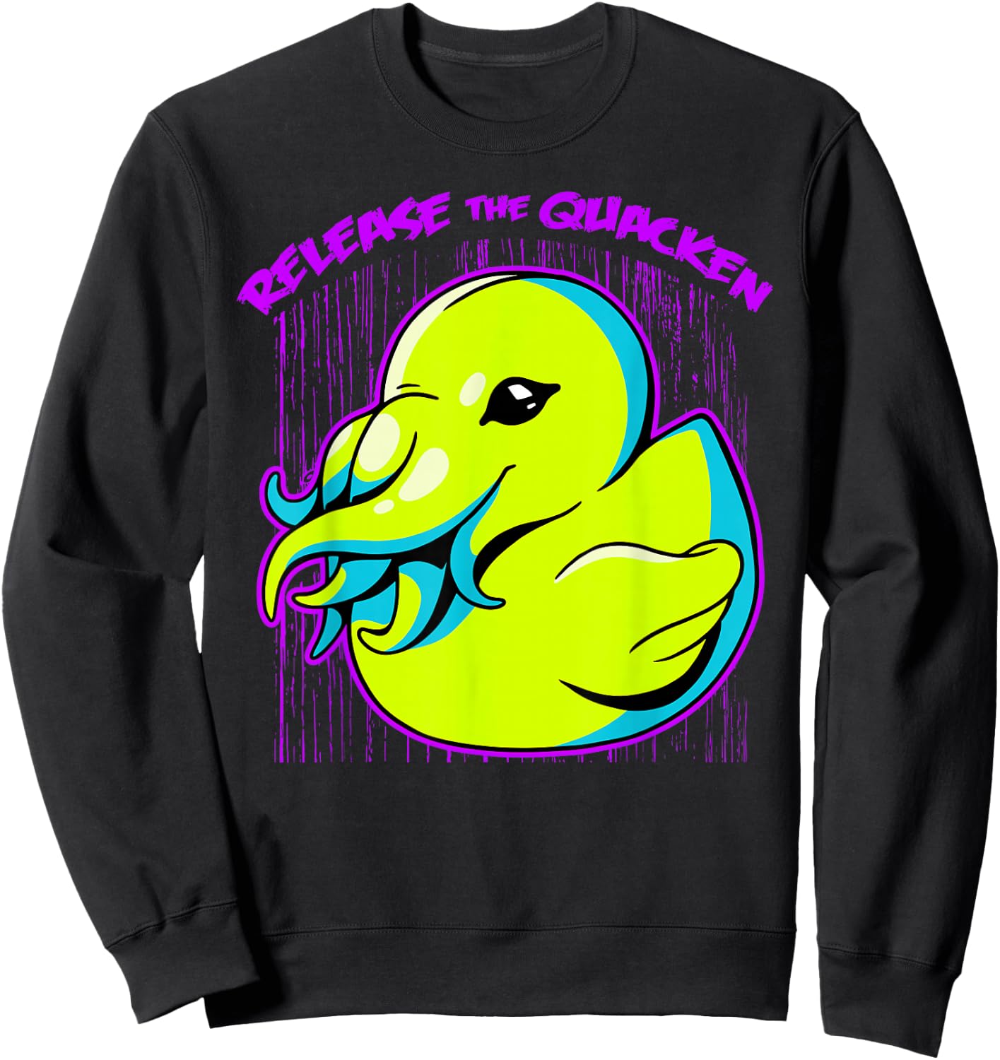 Release The Quacken Rubber Duck Cryptid Kraken Sweatshirt - Sweatshirt | Black