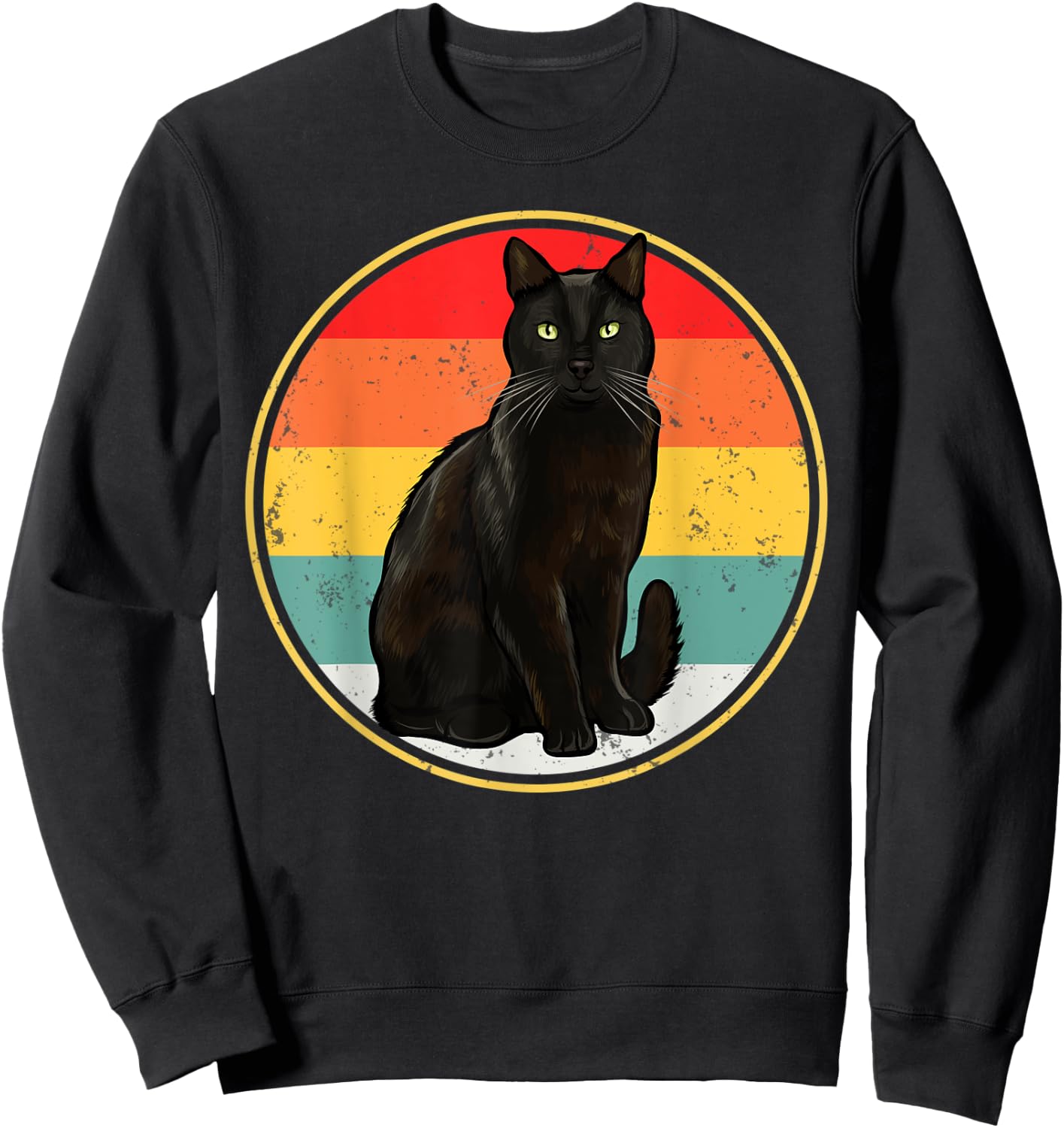 Funny Vintage Sunset Bombay Cat Sweatshirt - Sweatshirt | Black
