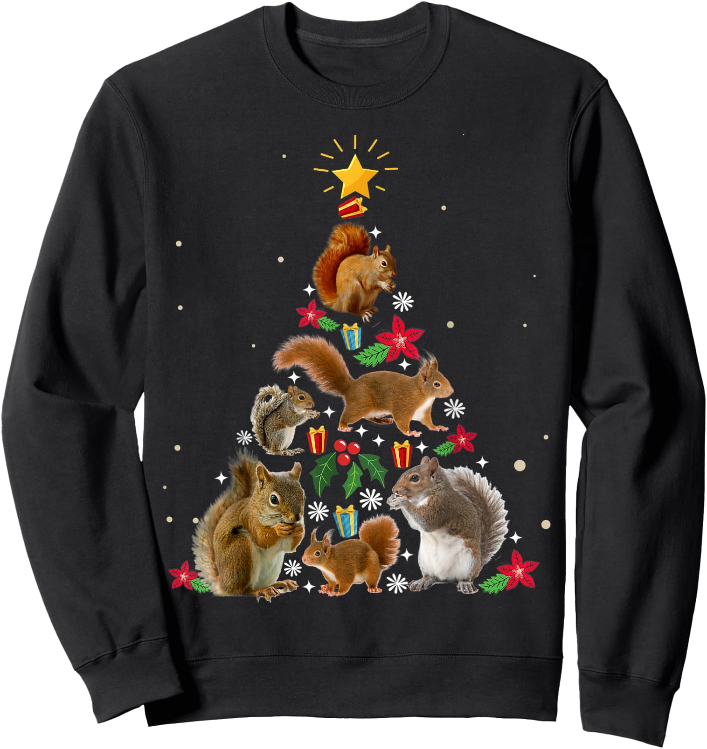 Squirrel Christmas Tree Shirt Sweatshirt - Sweatshirt | Black