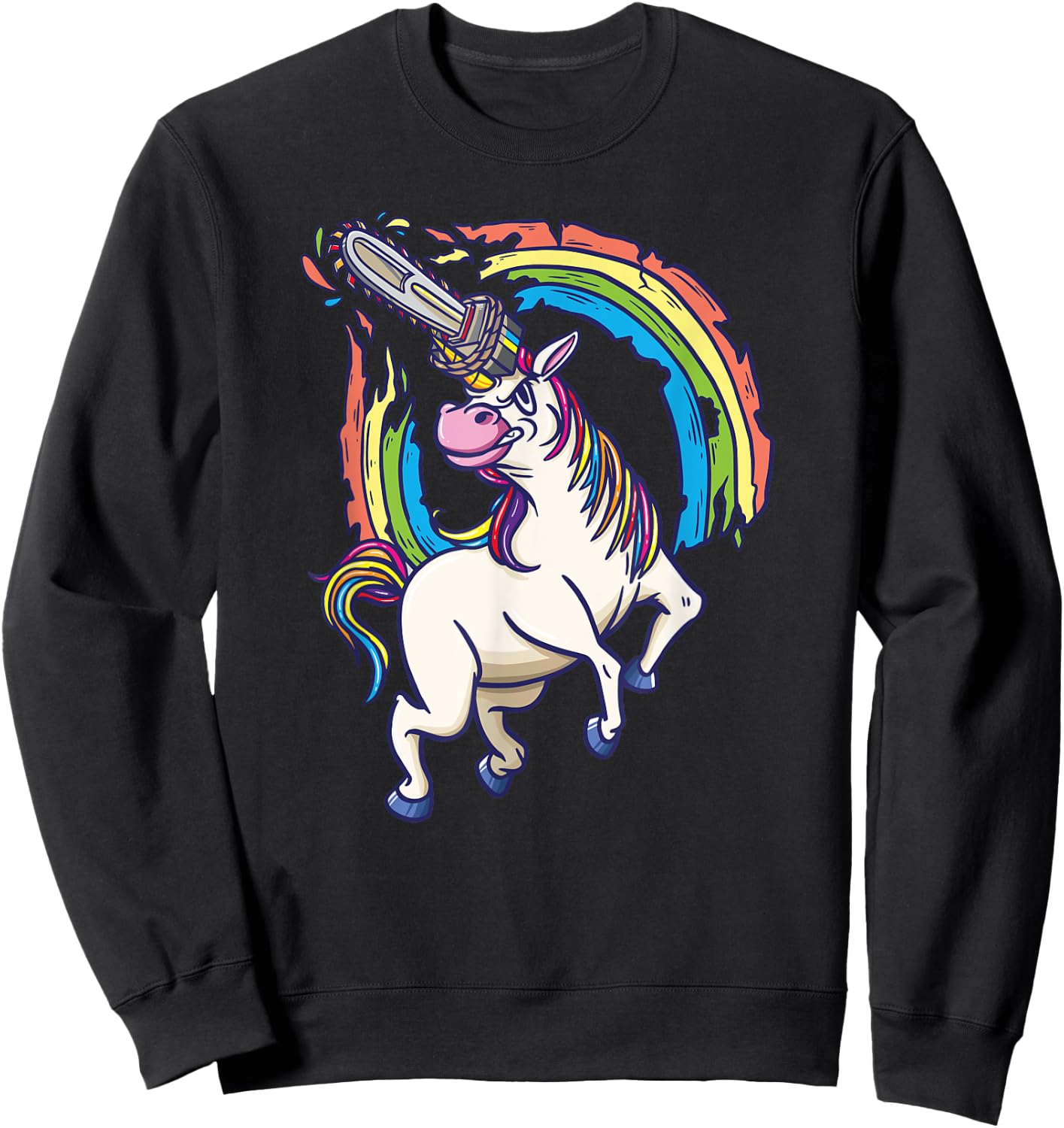 Chainsaws unicorn comes to kill fun gift Sweatshirt - Sweatshirt | Black