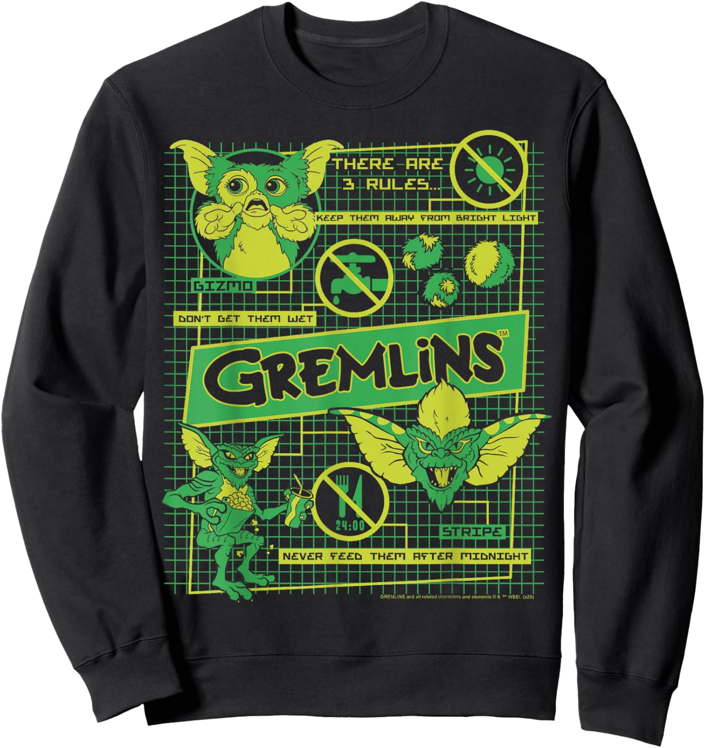 Gremlins Three Rules Schematics Sweatshirt - Sweatshirt | Black