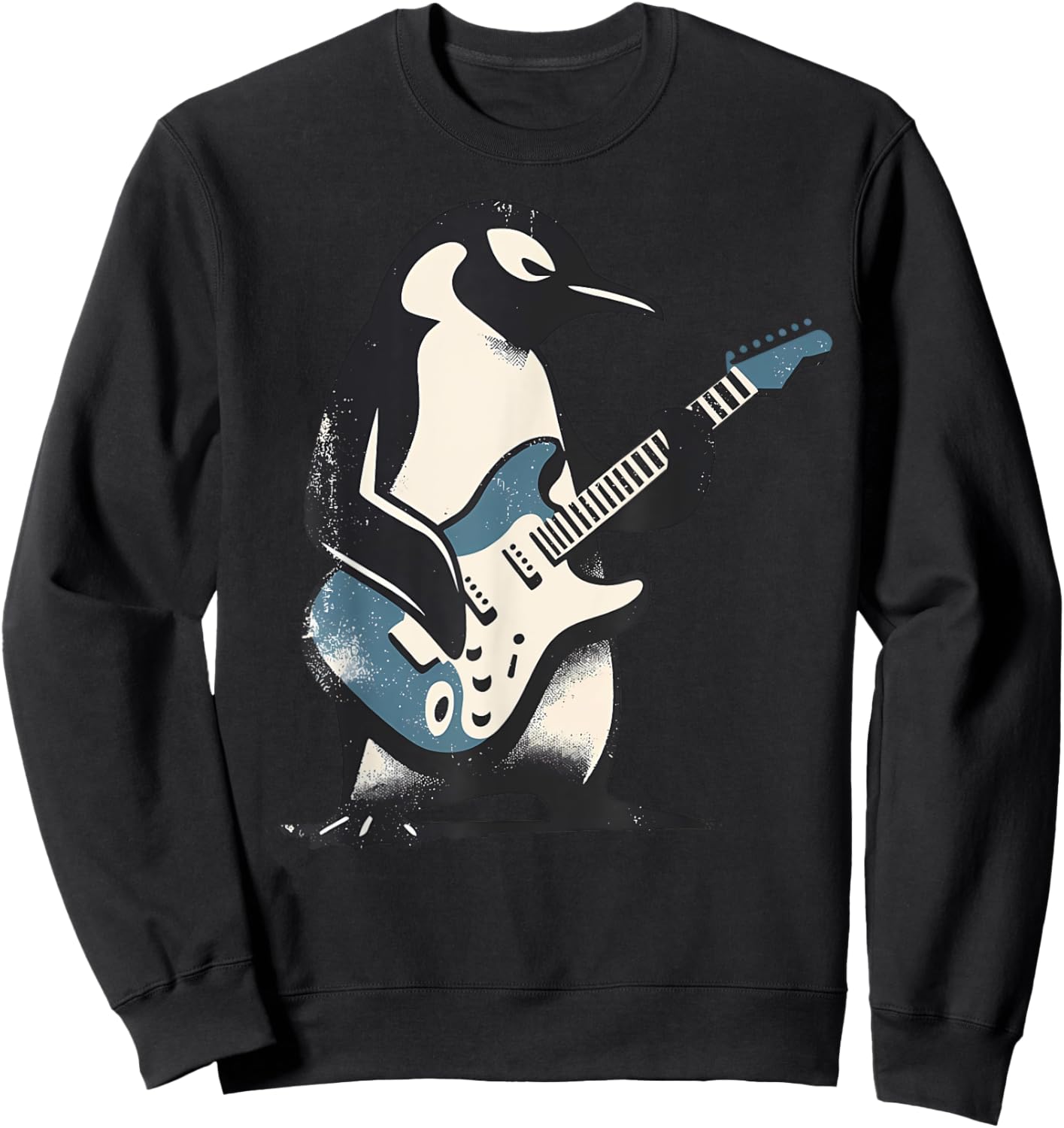 Cool Penguin Playing Guitar Music Lover Penguin Guitar Funny Sweatshirt - Sweatshirt | Black