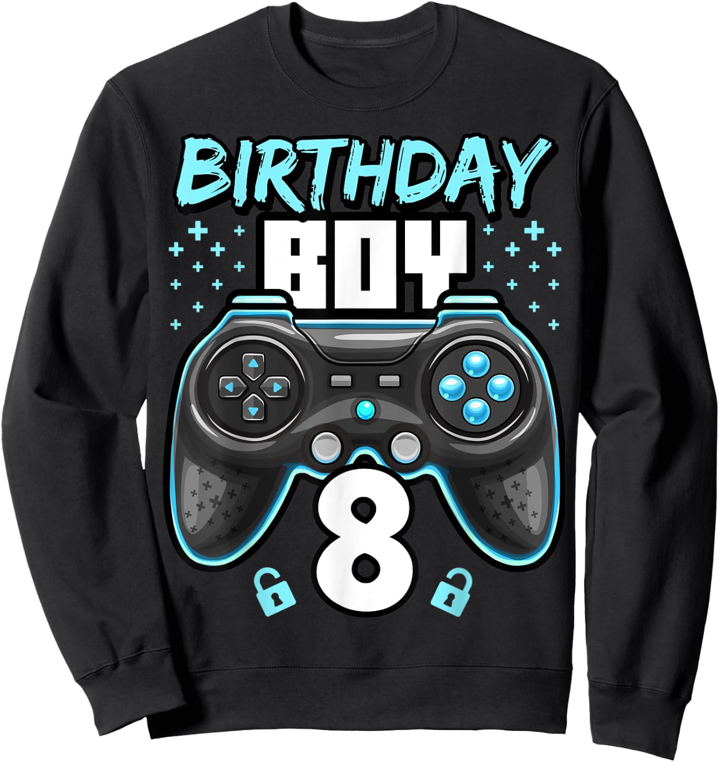 Birthday Boy 8 Video Game Controller Gamer 8th Birthday Gift Sweatshirt - Sweatshirt | Black