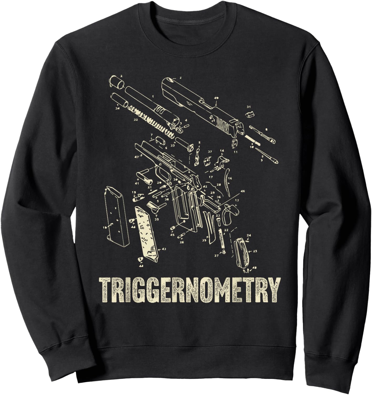 Triggernometry 2A 2nd Second Amendment Patent Drawing Sweatshirt - Sweatshirt | Black
