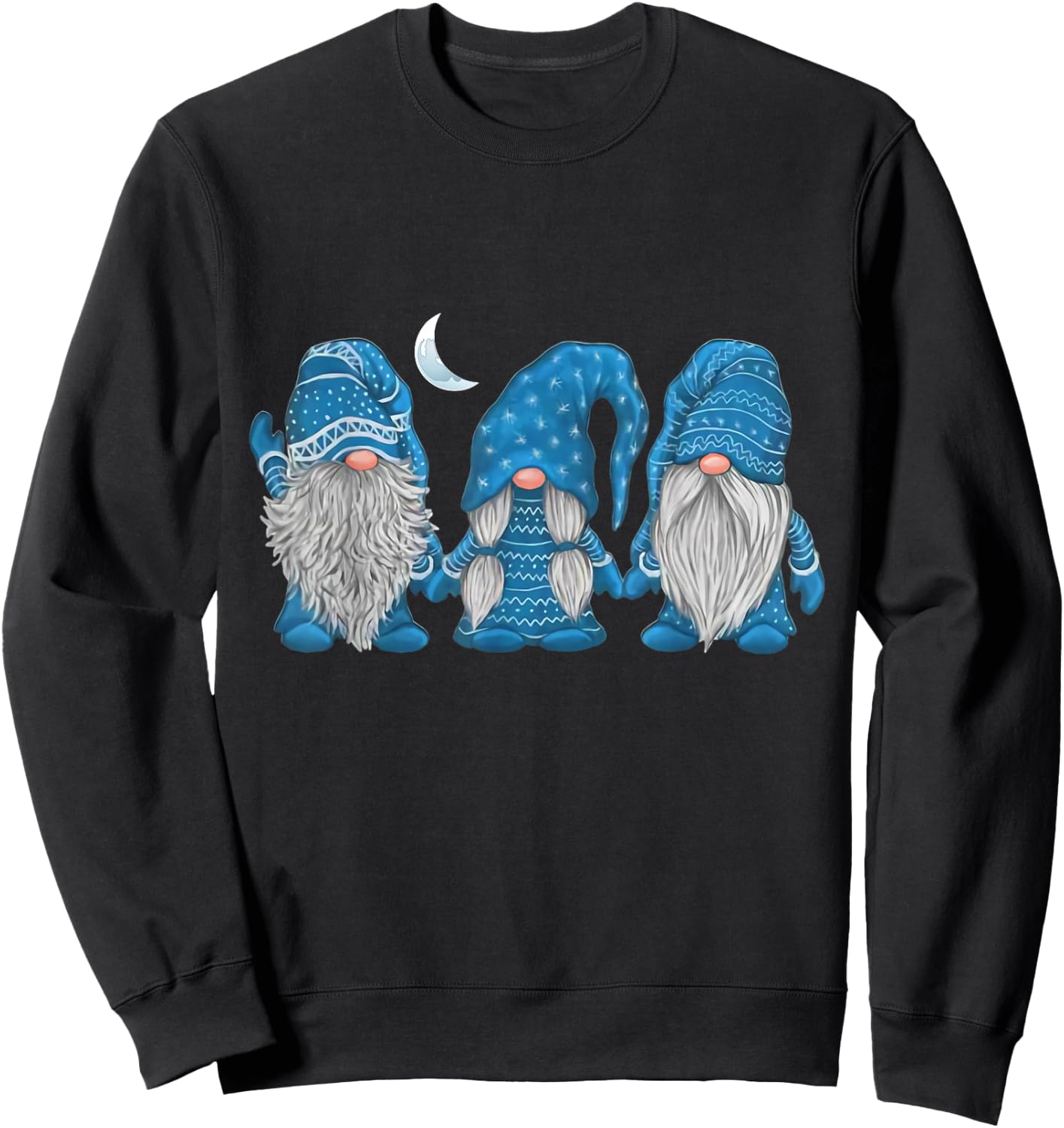 Sleepy Moon Winter Gnomes Pajamas Sweatshirt - Sweatshirt | Black