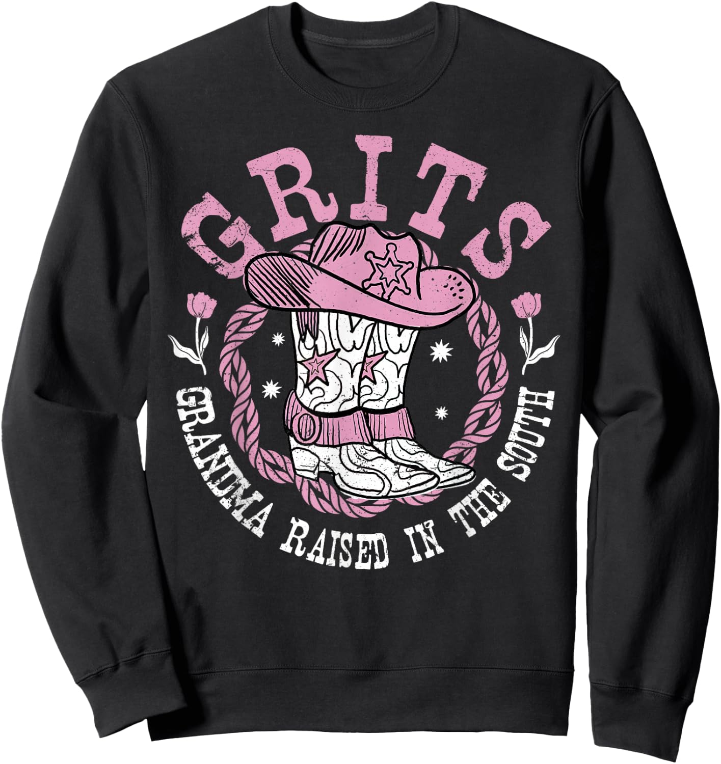 Grandma Raised In The South Grandma Southern Grits Sweatshirt - Sweatshirt | Black