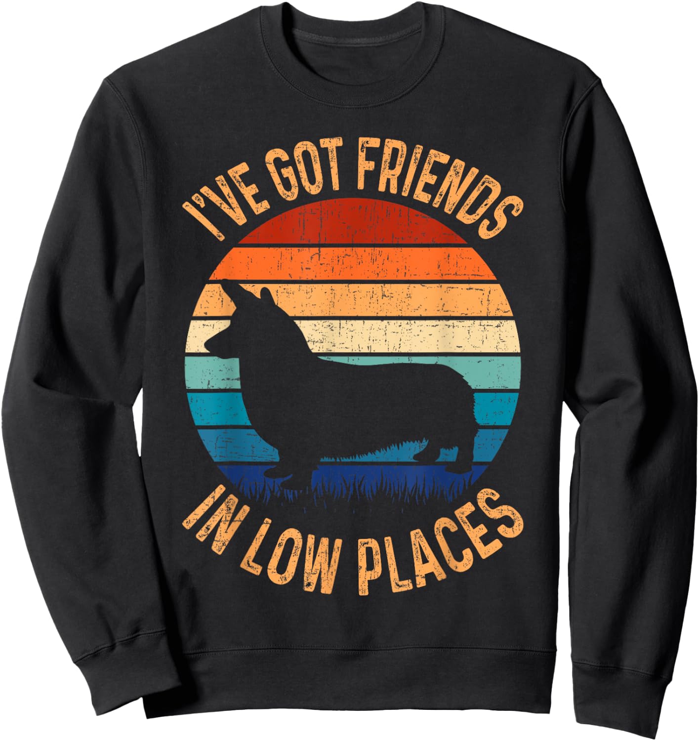 Funny Got Friends Low Place Tricolor Corgi Lover Sweatshirt - Sweatshirt | Black