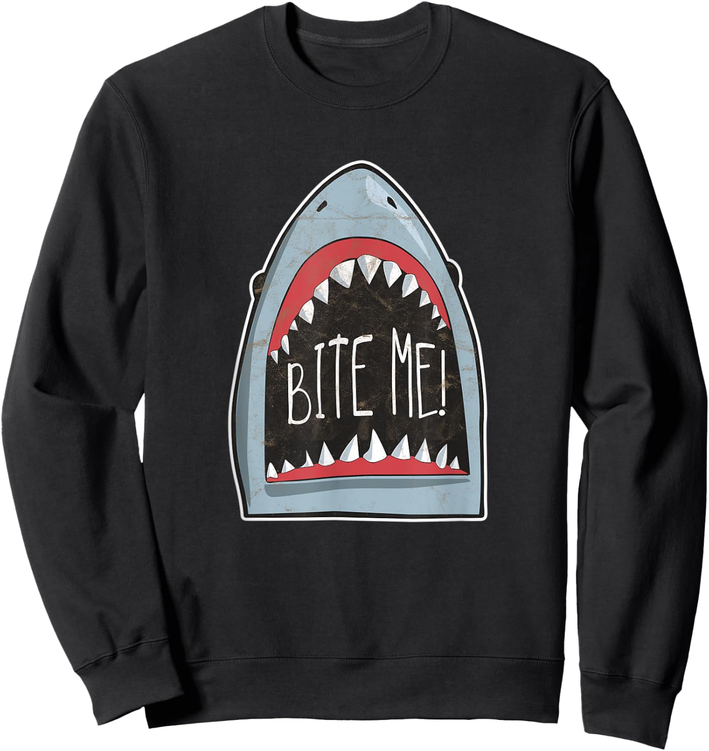 Bite Me Funny Shark Fan Beach Ocean Attire For Summer Sweatshirt - Sweatshirt | Black