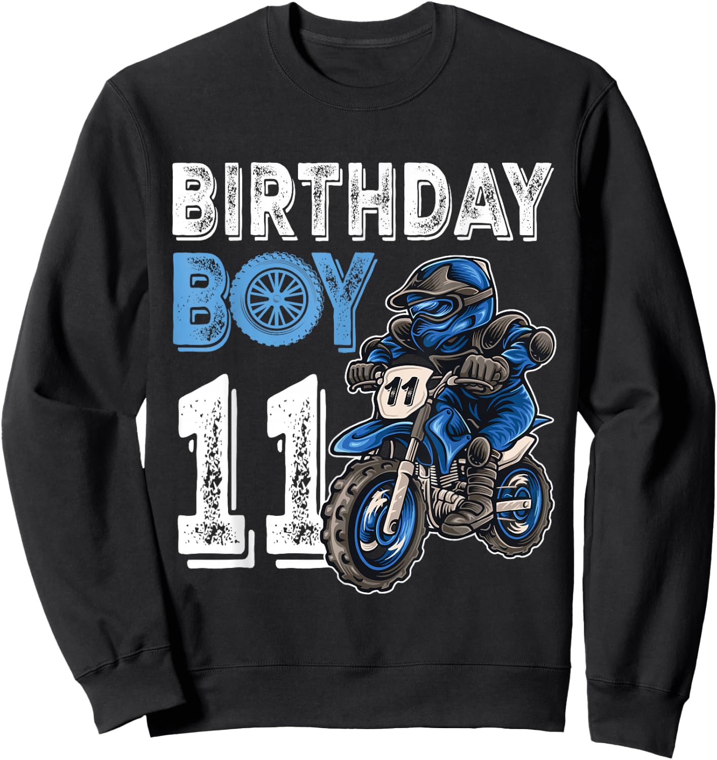 Motocross MX 11th Gift 11 Year Old Dirt Bike Birthday Party Sweatshirt - Sweatshirt | Black