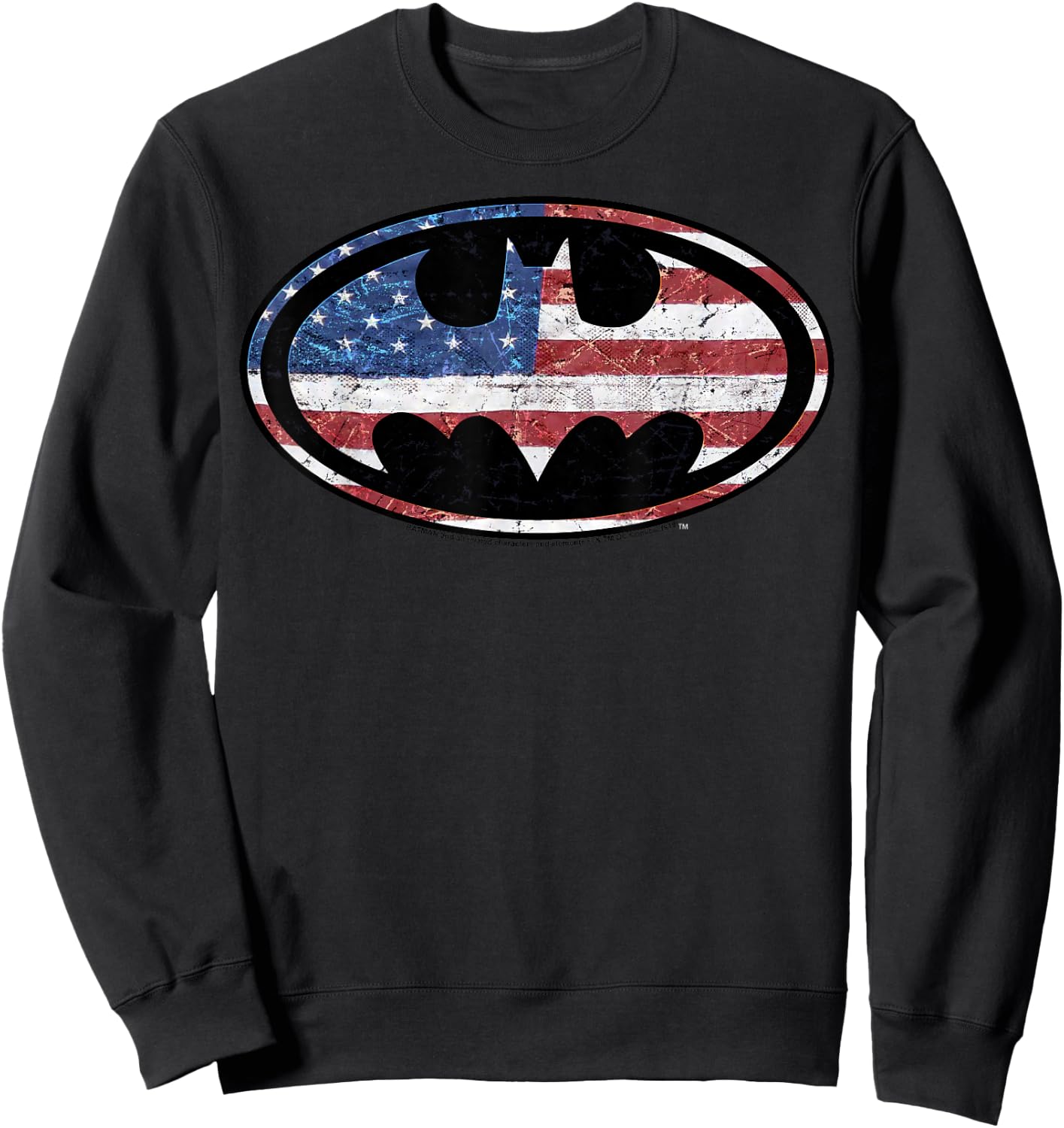 DC Comics Batman Old Glory American Flag Logo Sweatshirt - Sweatshirt | Black